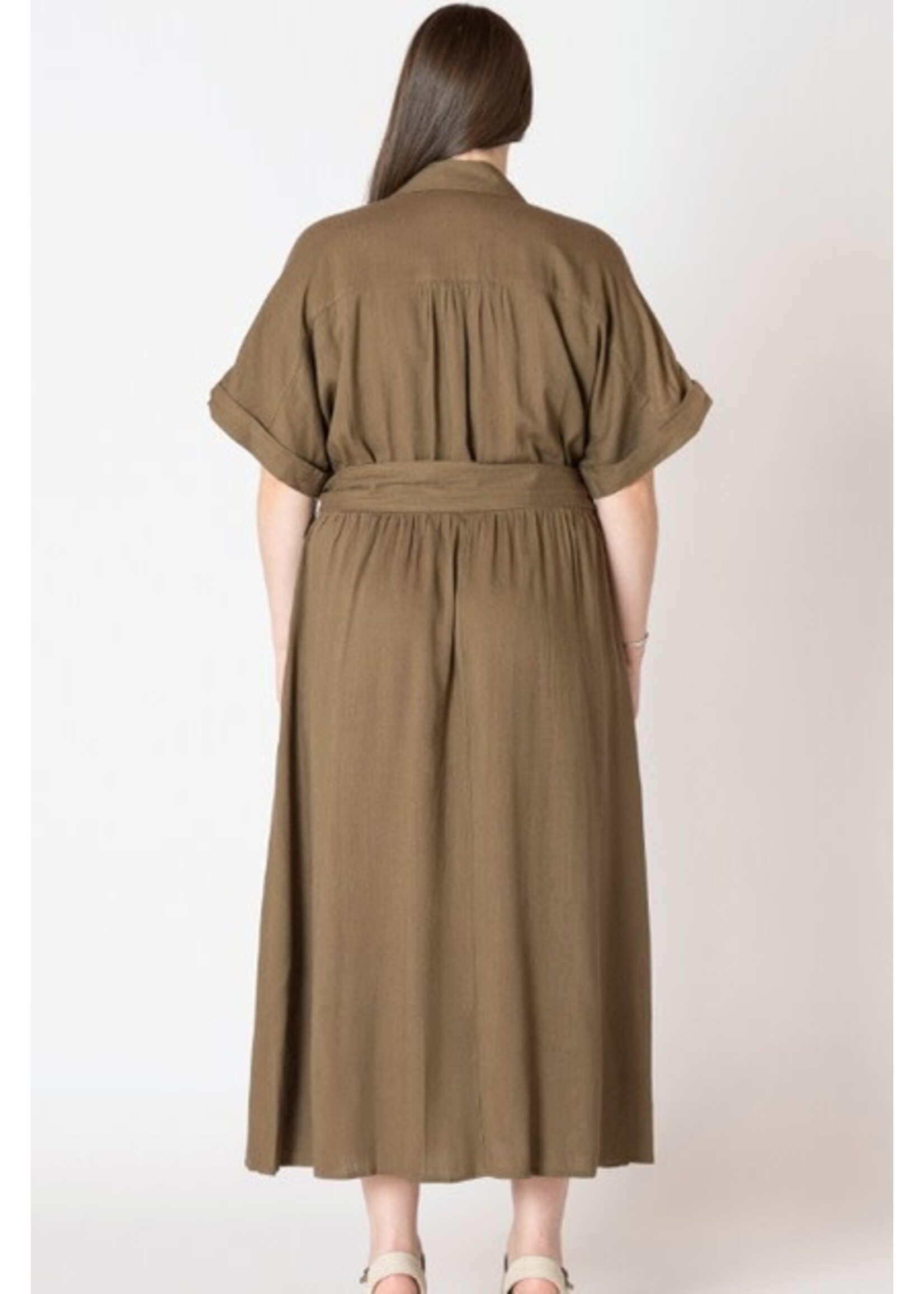 Dex Clothing 2522528 - Belted Midi Shirt Dress