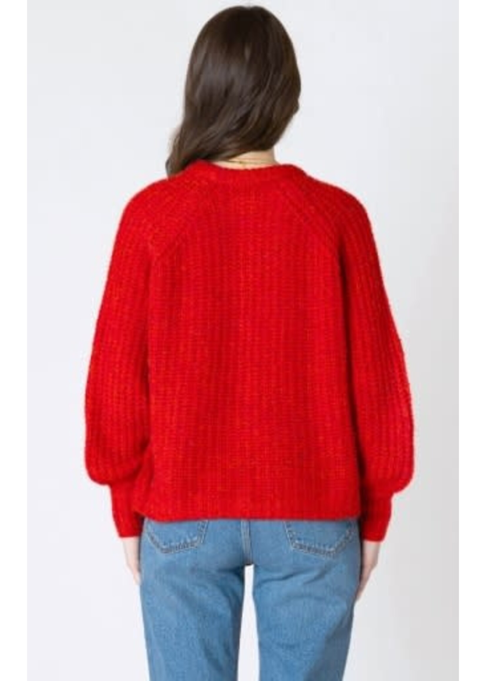 Dex Clothing 2627255 D - Crewneck Textured Cardigan - Candy Red Melange