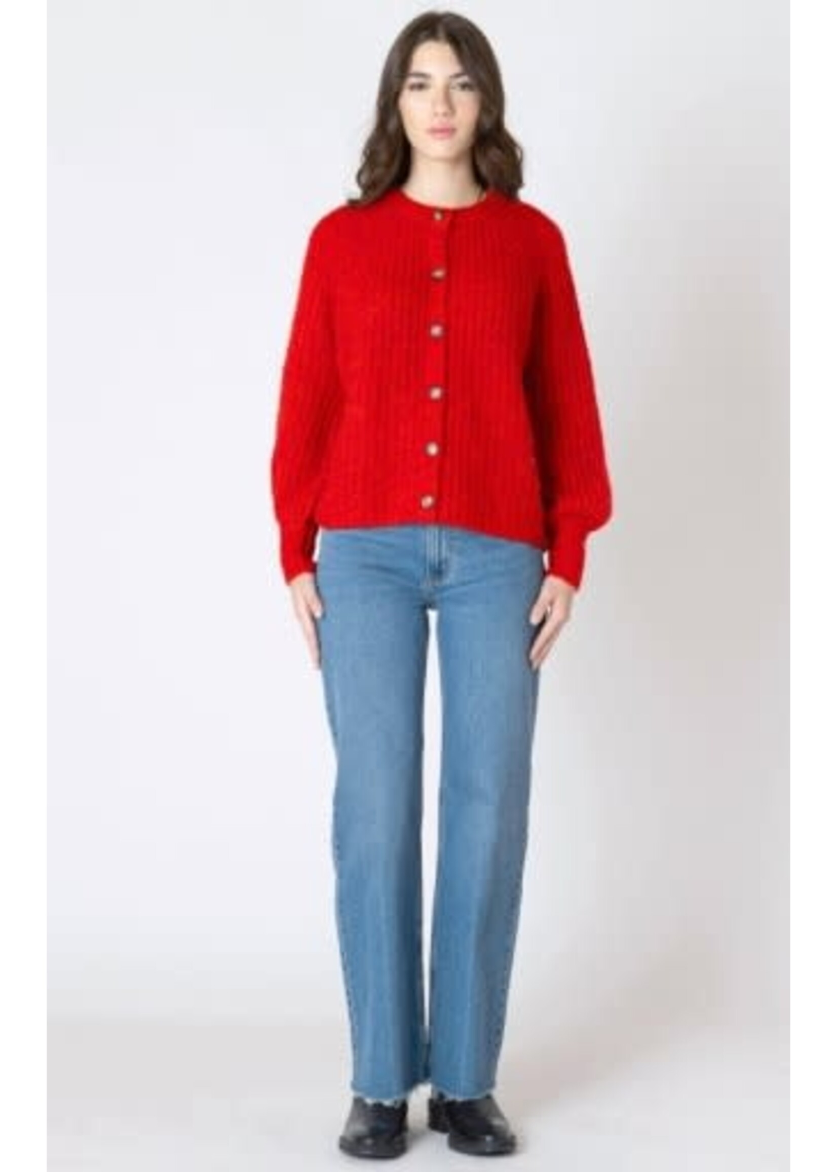 Dex Clothing 2627255 D - Crewneck Textured Cardigan - Candy Red Melange
