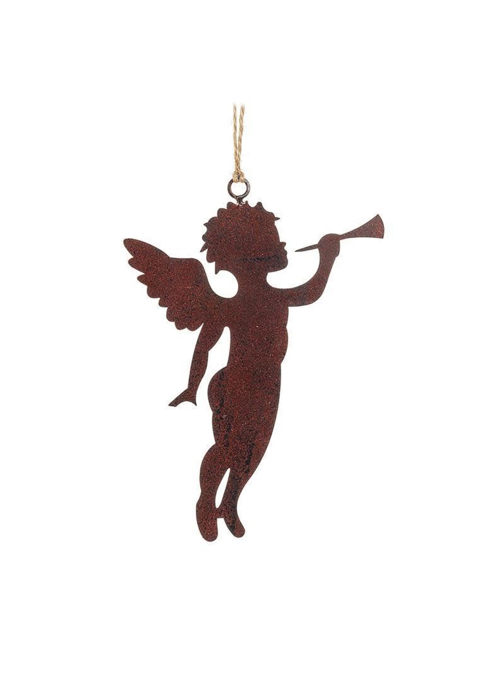 Cherub with Trumpet Flat Ornament - 6"