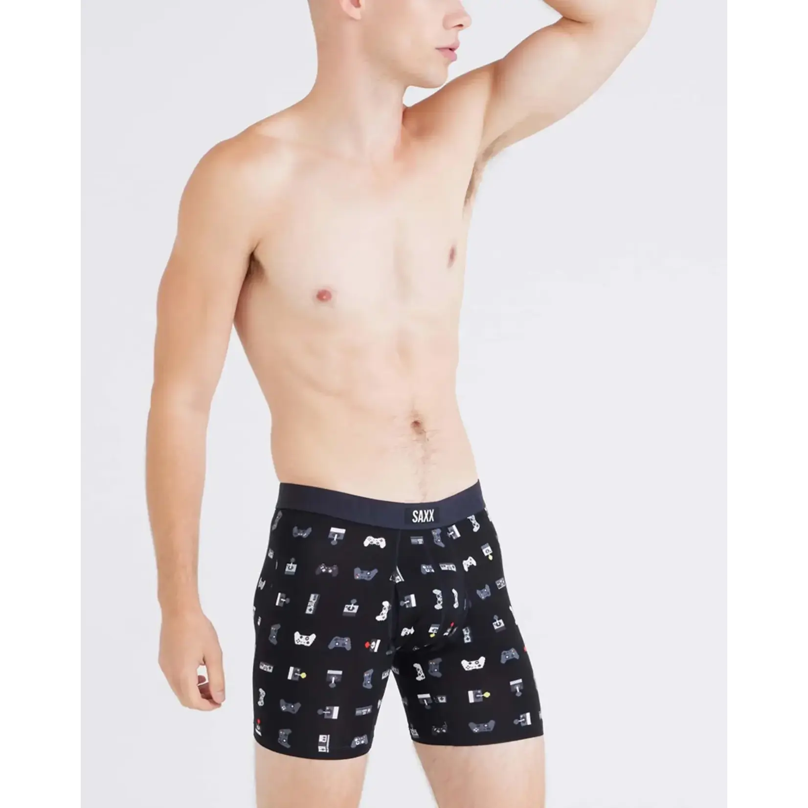 SAXX Underwear SXVX24F-GMR - Vibe XTRA Super Soft Boxer Brief with Fly (Gamer/Black)