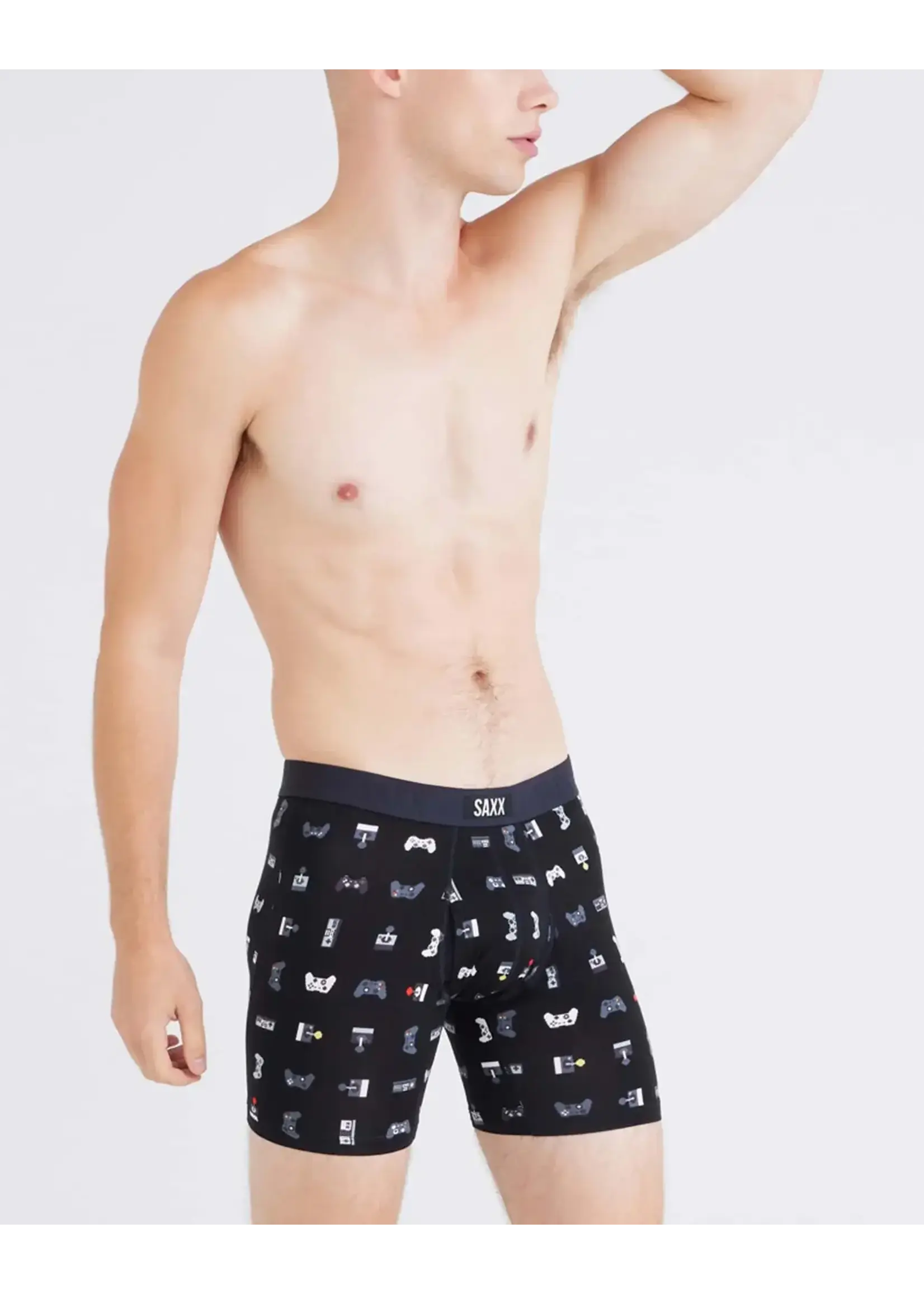 SAXX Underwear SXVX24F-GMR - Vibe XTRA Super Soft Boxer Brief with Fly (Gamer/Black)