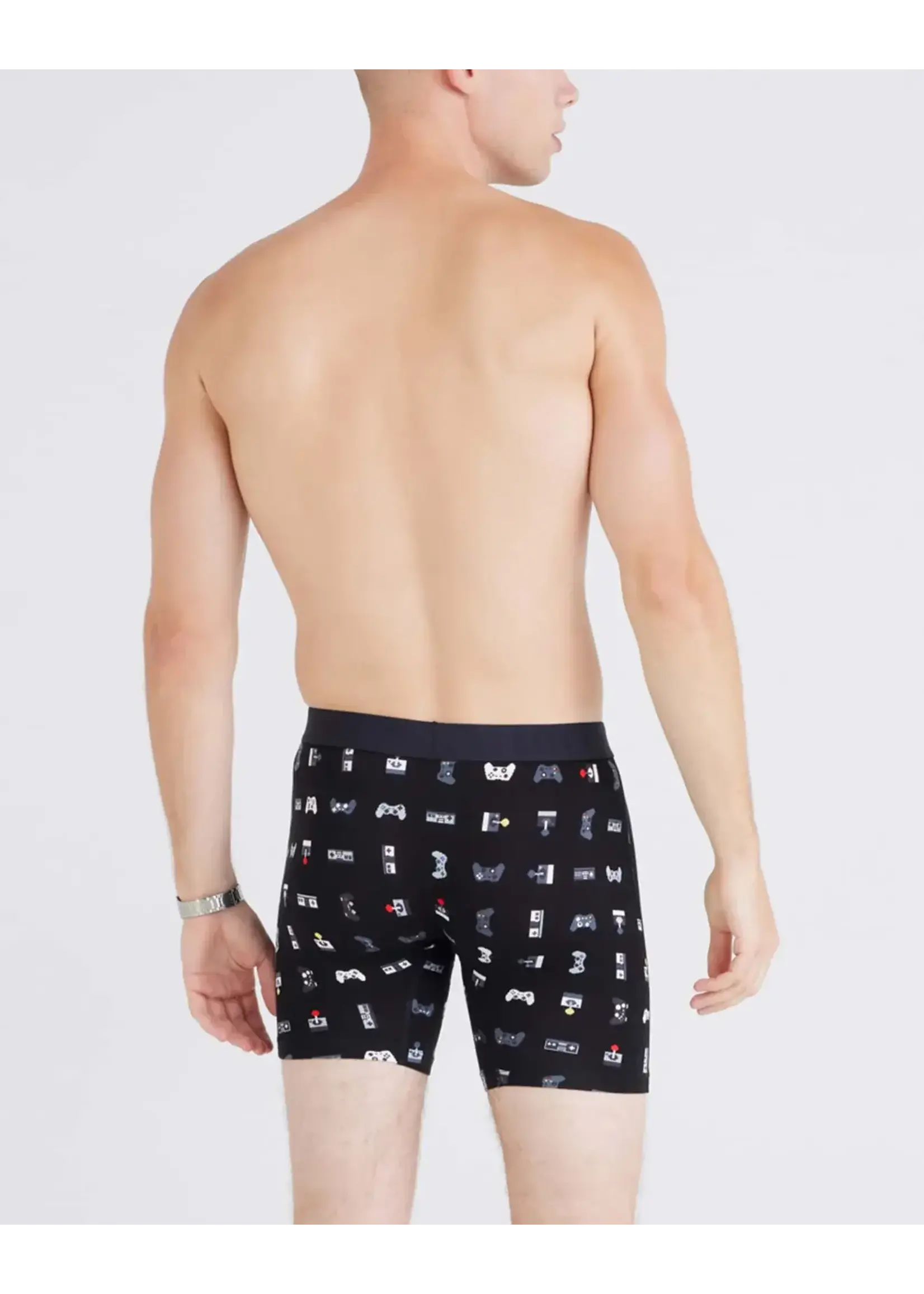 SAXX Underwear SXVX24F-GMR - Vibe XTRA Super Soft Boxer Brief with Fly (Gamer/Black)