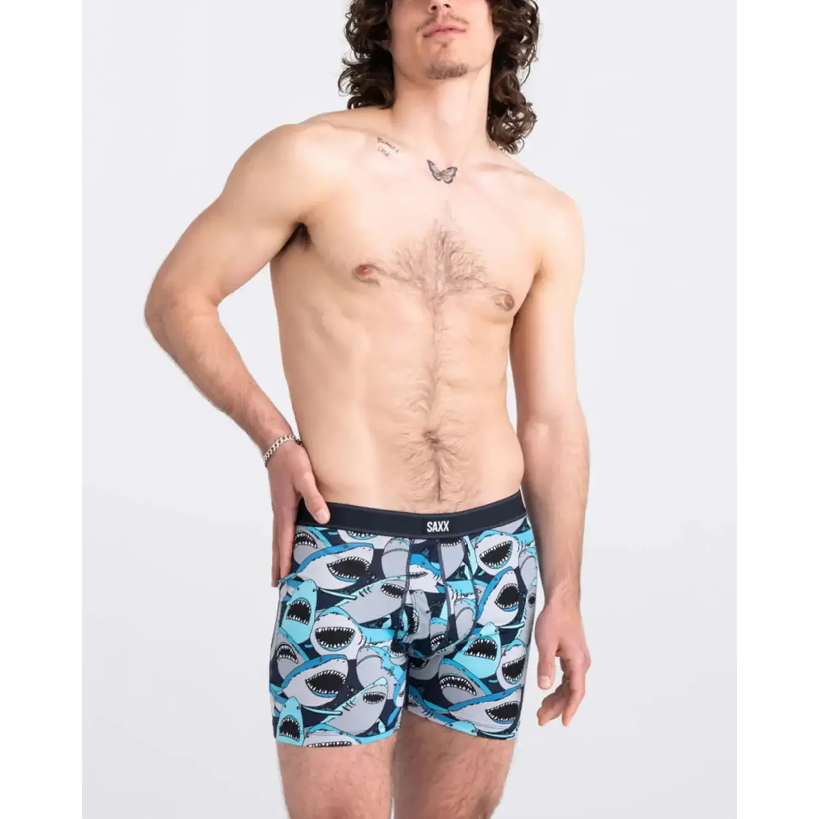 SAXX Underwear SXBB11F - Daytripper Boxer Brief with Fly (Shark Tank/Camo Navy)