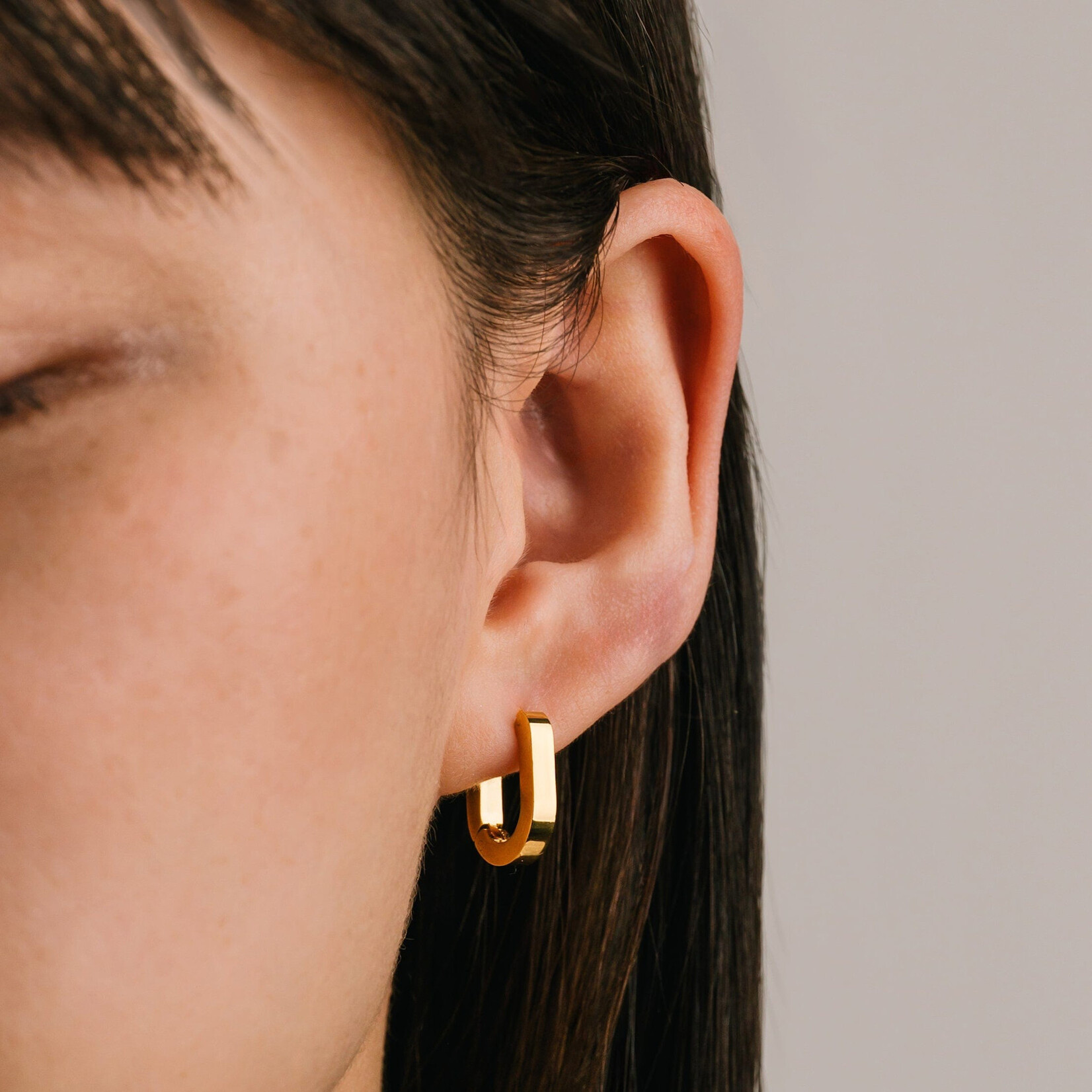 Lover's Tempo Maya Paperclip Hoops - Stainless Steel, 18K Gold PVD, Waterproof