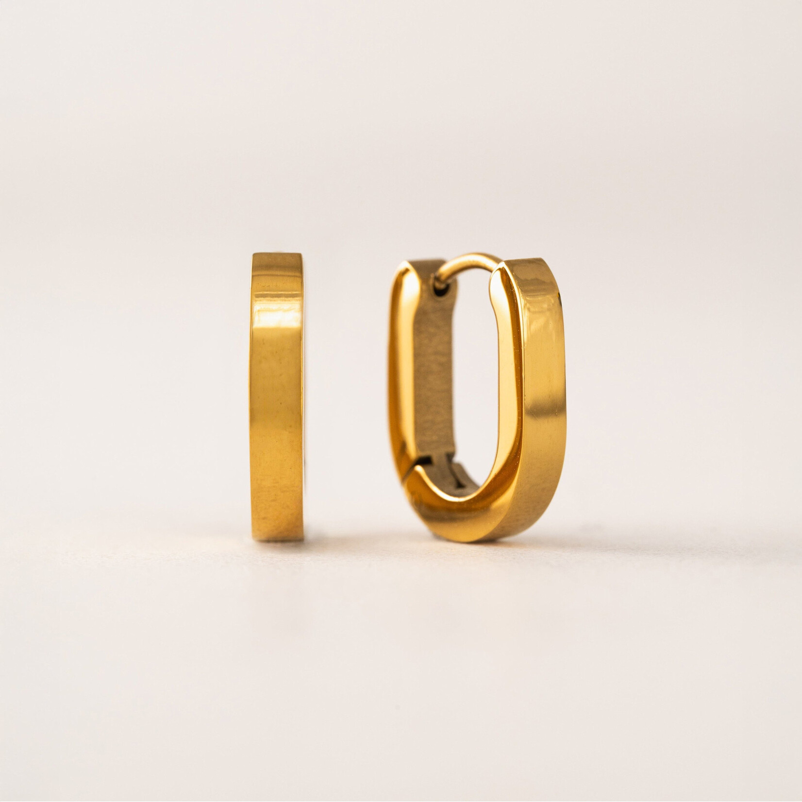 Lover's Tempo Maya Paperclip Hoops - Stainless Steel, 18K Gold PVD, Waterproof