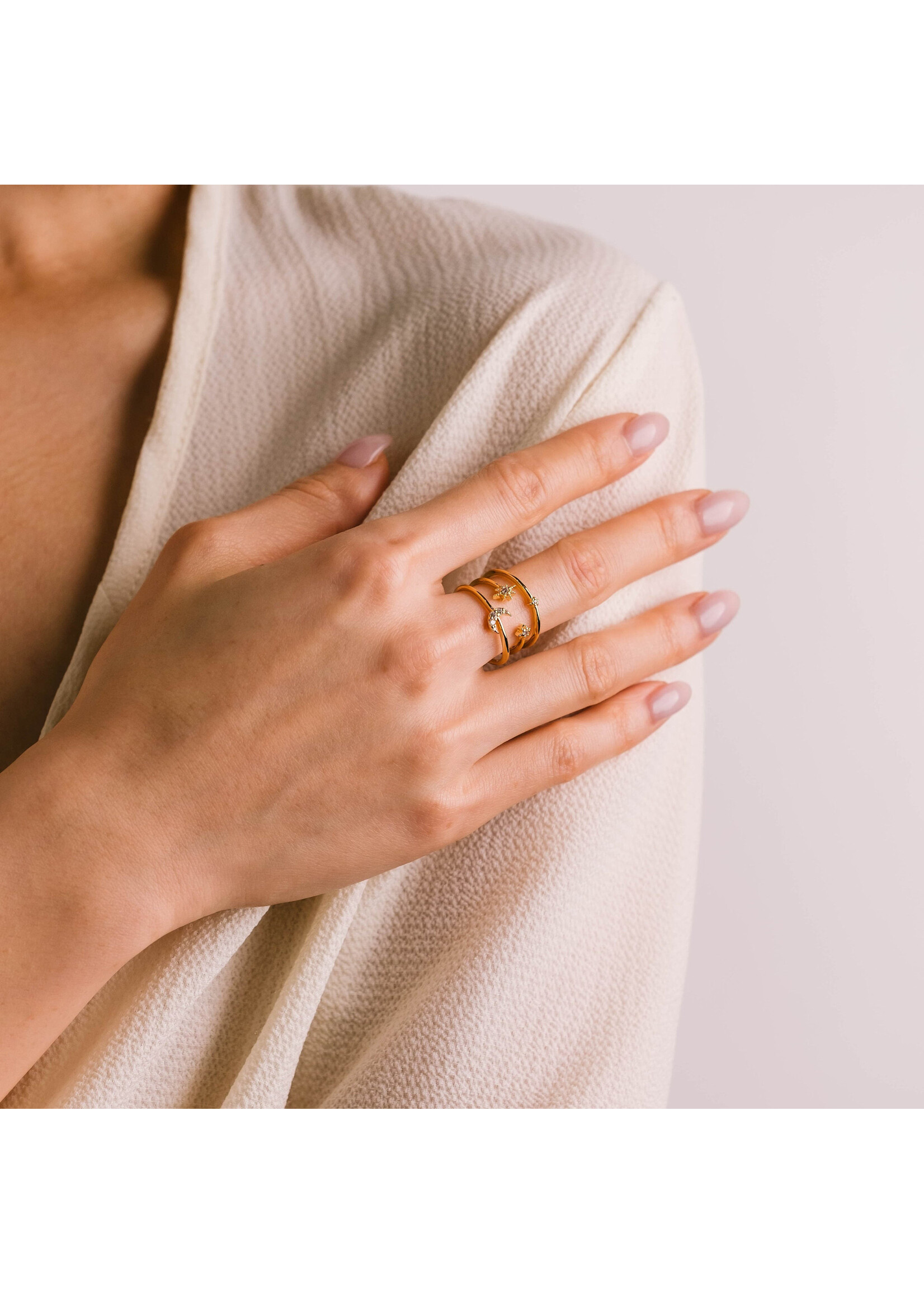 Lover's Tempo Moon Triple Band Fortuna Ring