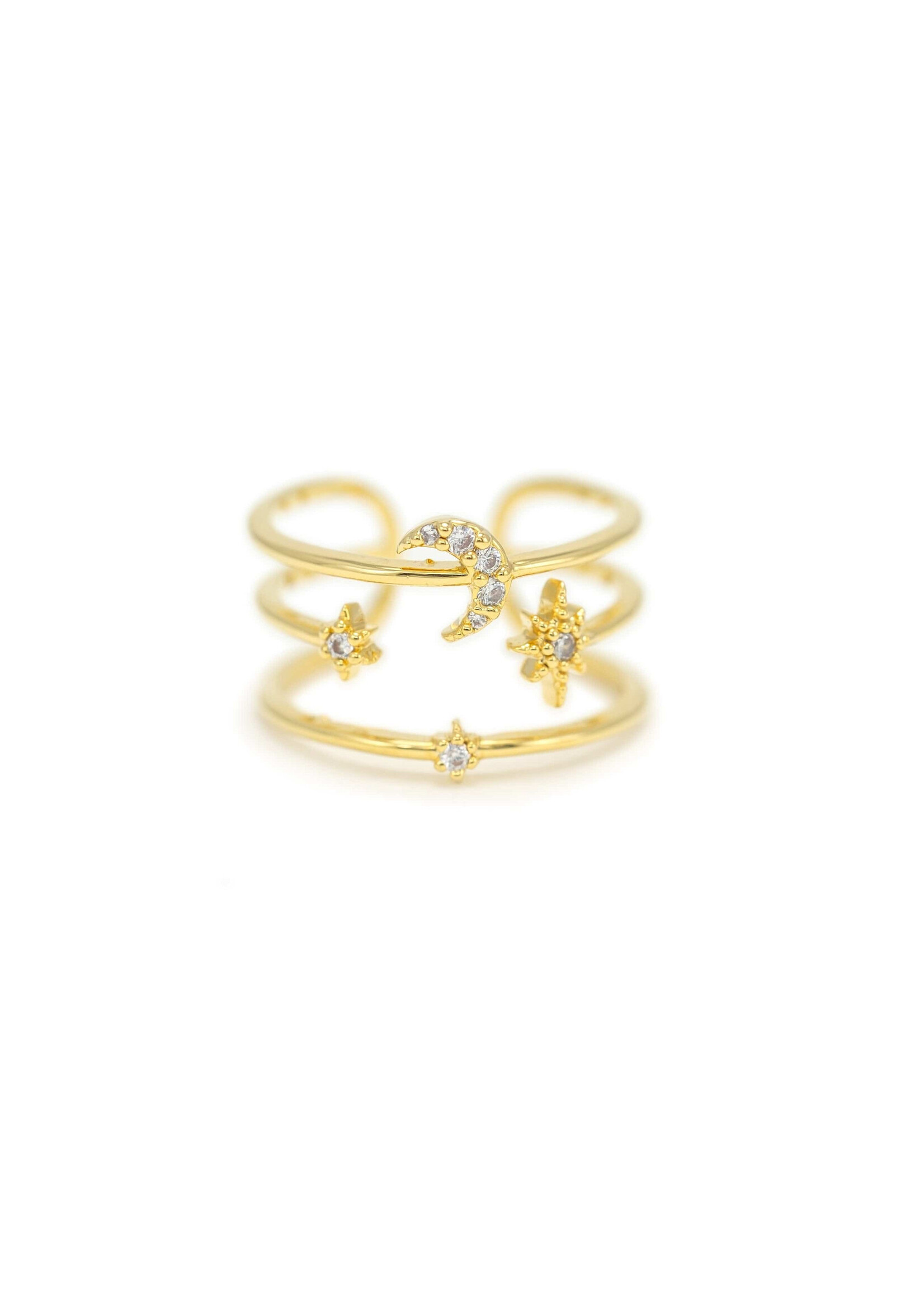 Lover's Tempo Moon Triple Band Fortuna Ring