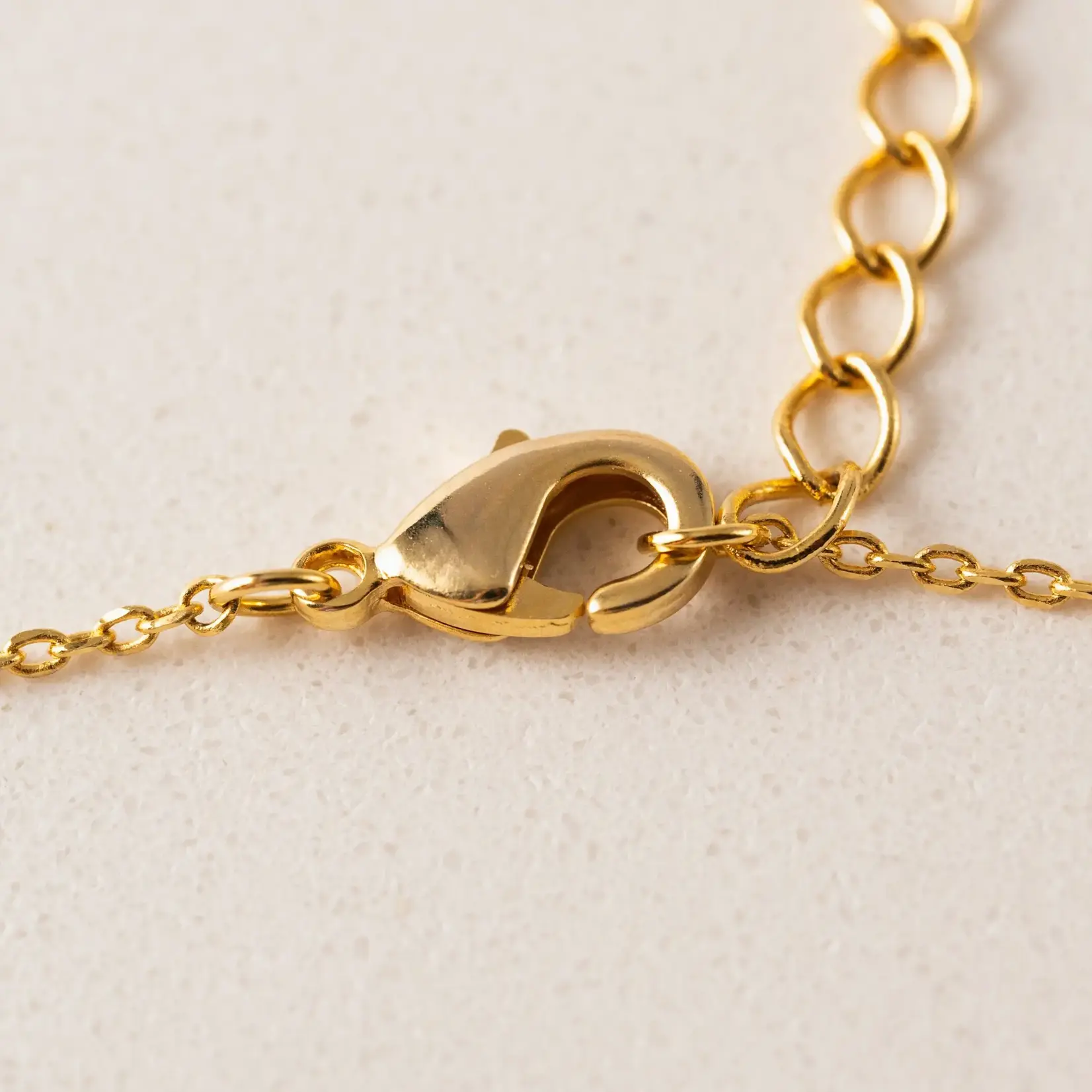 Lover's Tempo Lily Gold Necklace - 16-18", Clear Cubic Zirconia, Pearl, Gold Plate