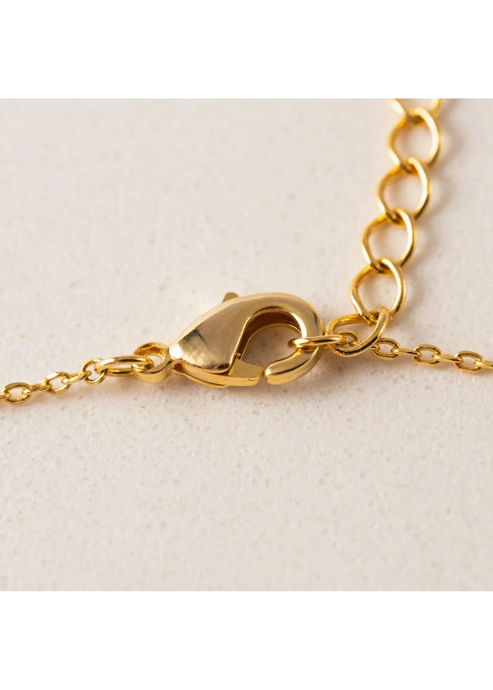 Lover's Tempo Lily Gold Necklace - 16-18", Clear Cubic Zirconia, Pearl, Gold Plate