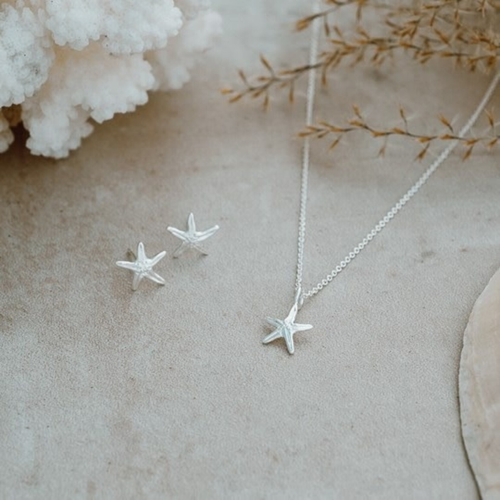 Glee Whimsical Seastar Stud Earrings - Silver Plated