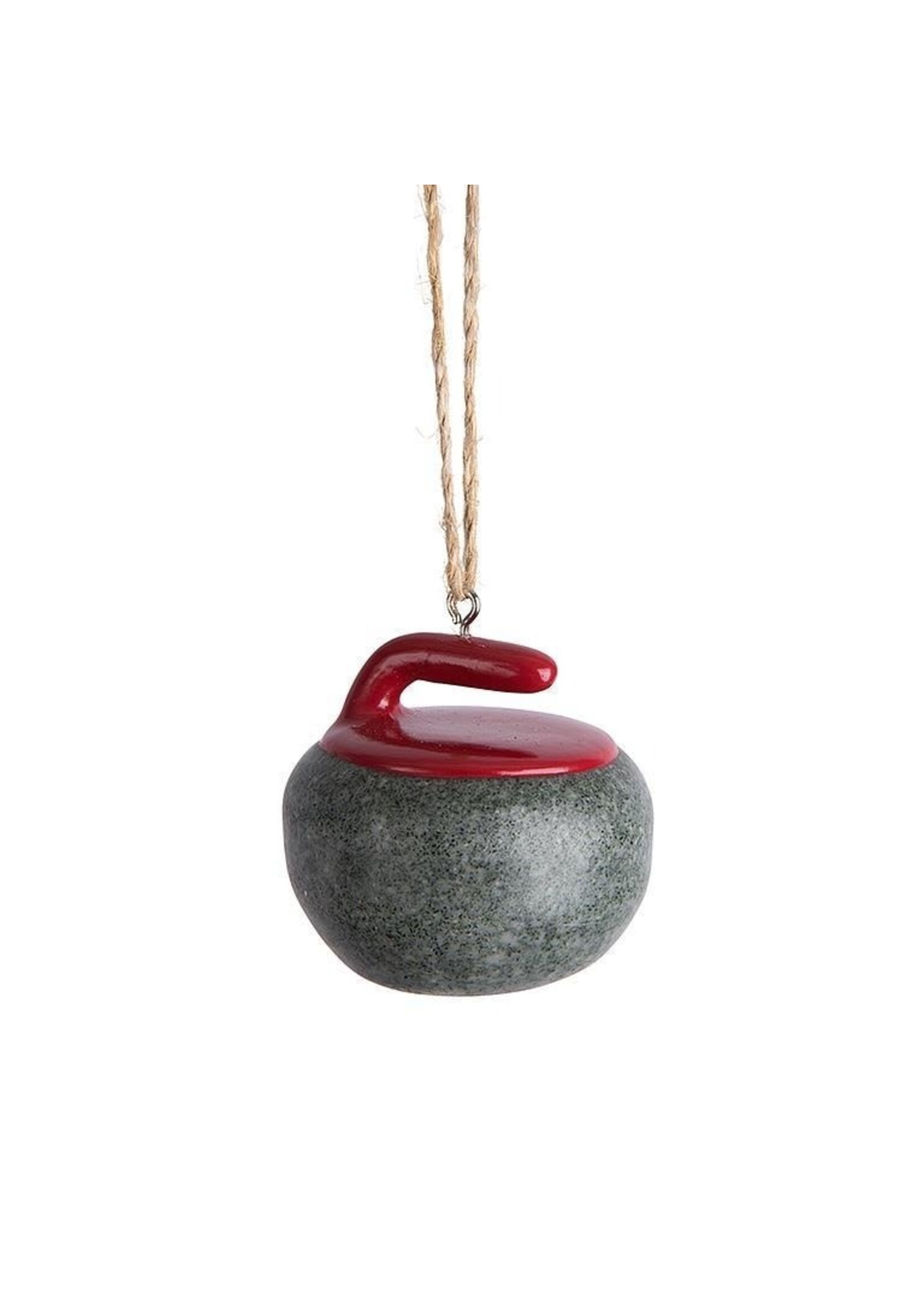Gery/Red Curling Rock Ornament