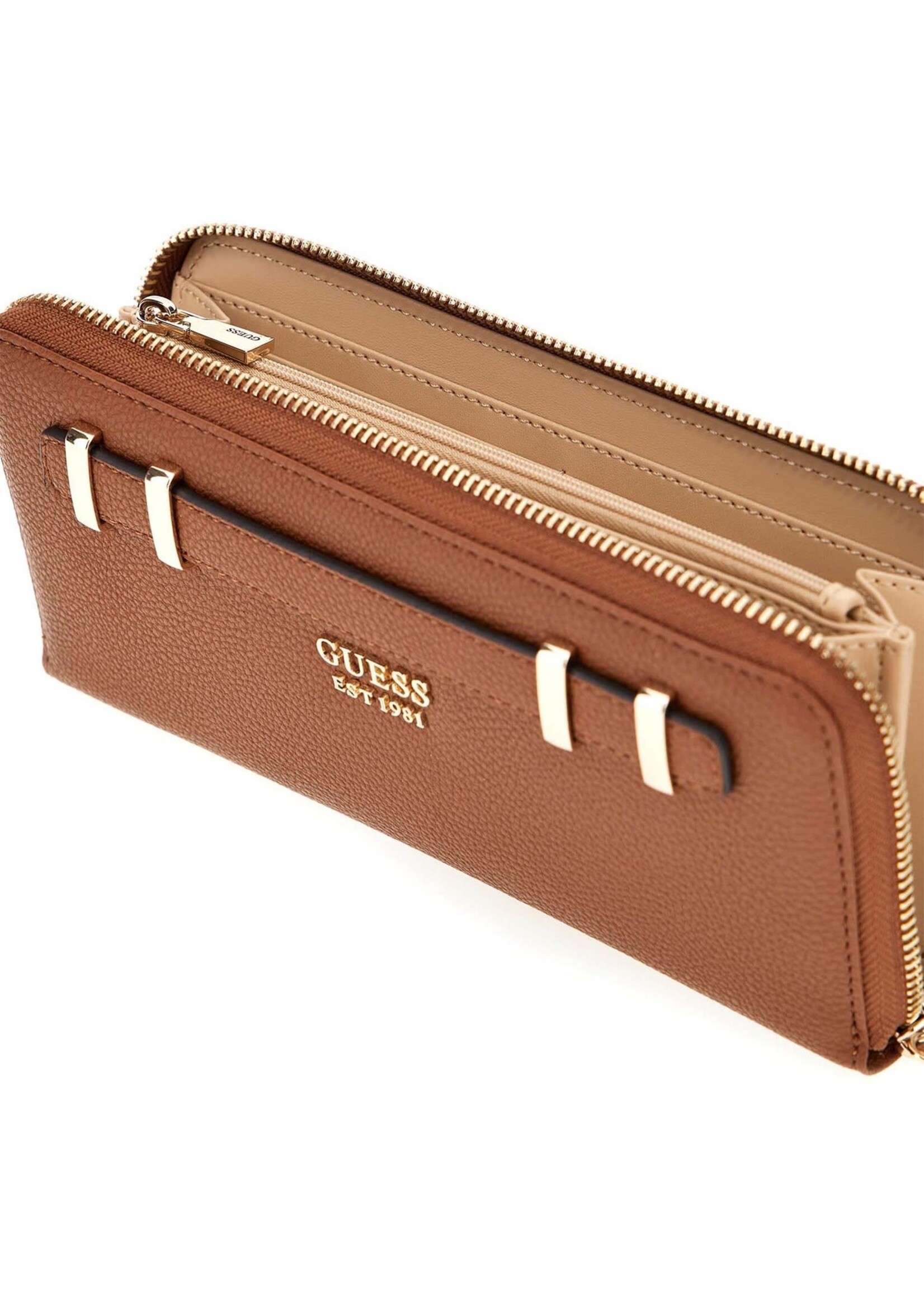 Guess Gregoria Large Zip Around Wallet - Cognac