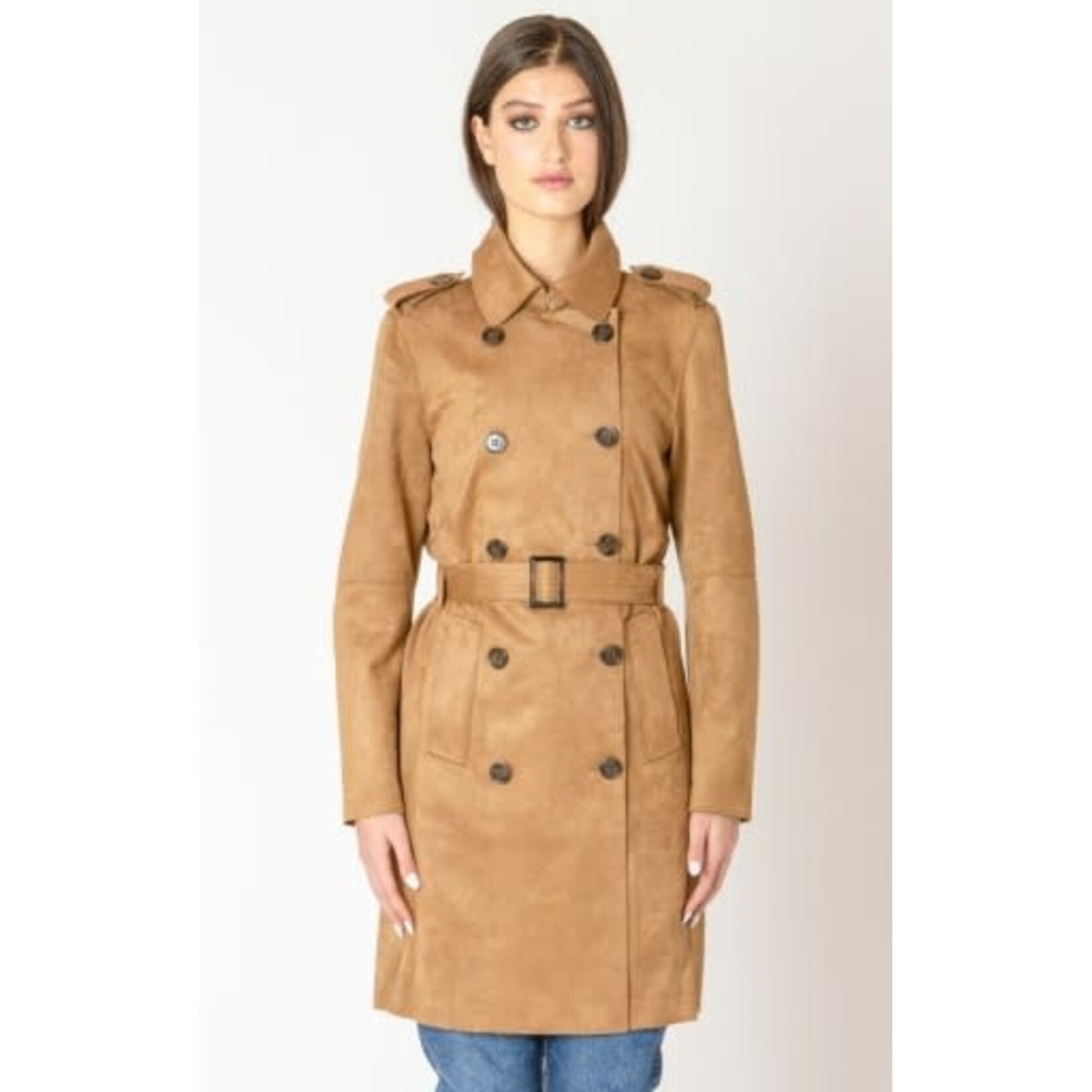 Black Tape Suede-Look Trenchcoat