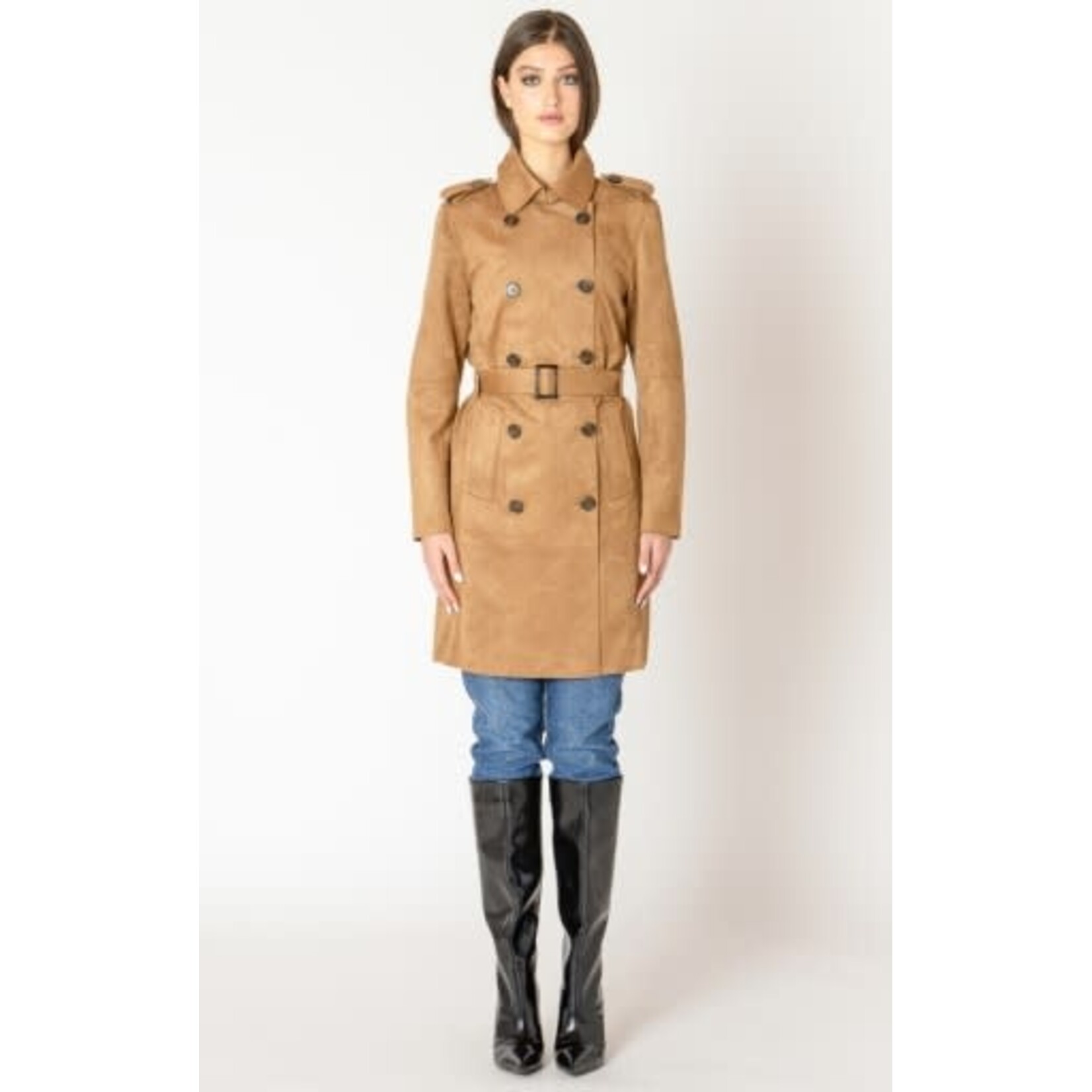 Black Tape Suede-Look Trenchcoat
