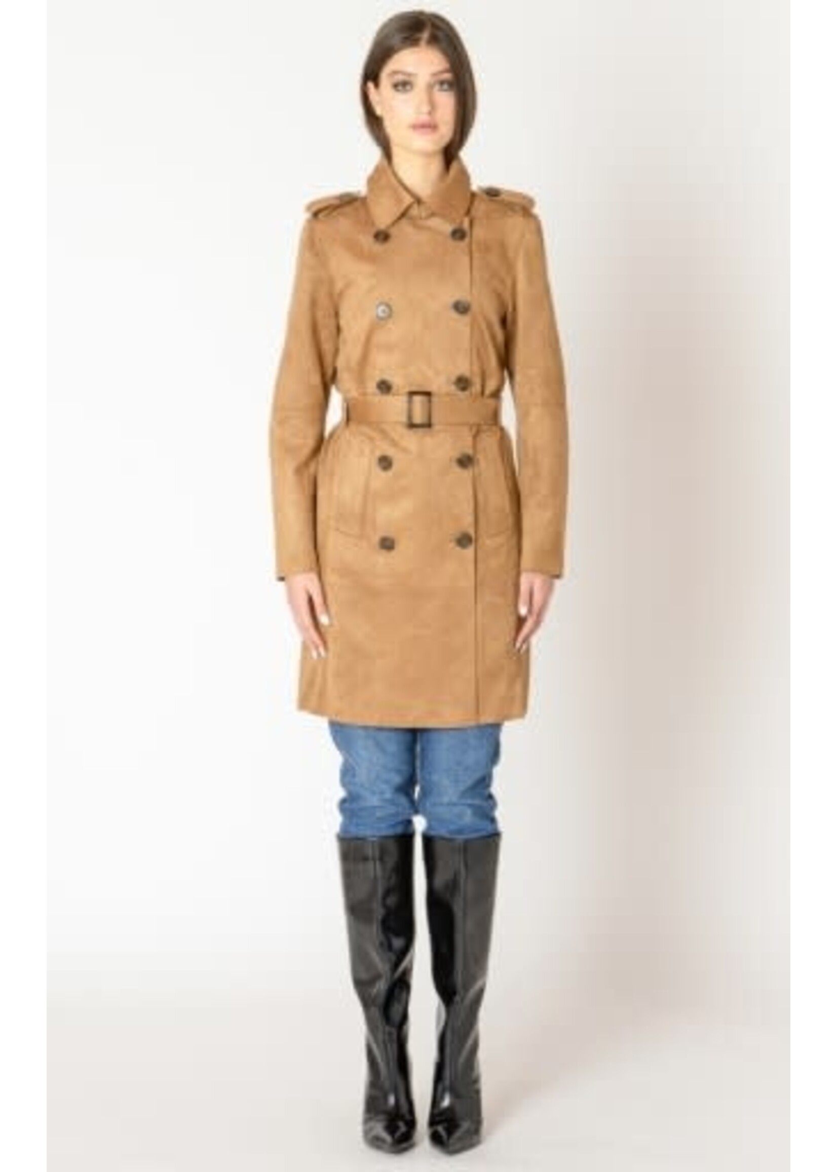 Black Tape Suede-Look Trenchcoat