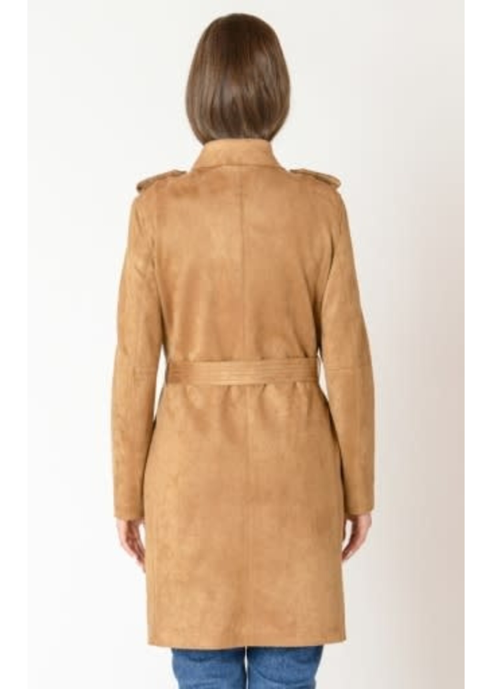 Black Tape SUEDE-LOOK BELTED TRENCH COAT