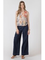 Black Tape Flowy Button Front Blouse