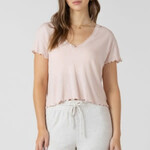 Dex Clothing Lace Trim Waffle Top