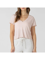 Dex Clothing Lace Trim Waffle Top