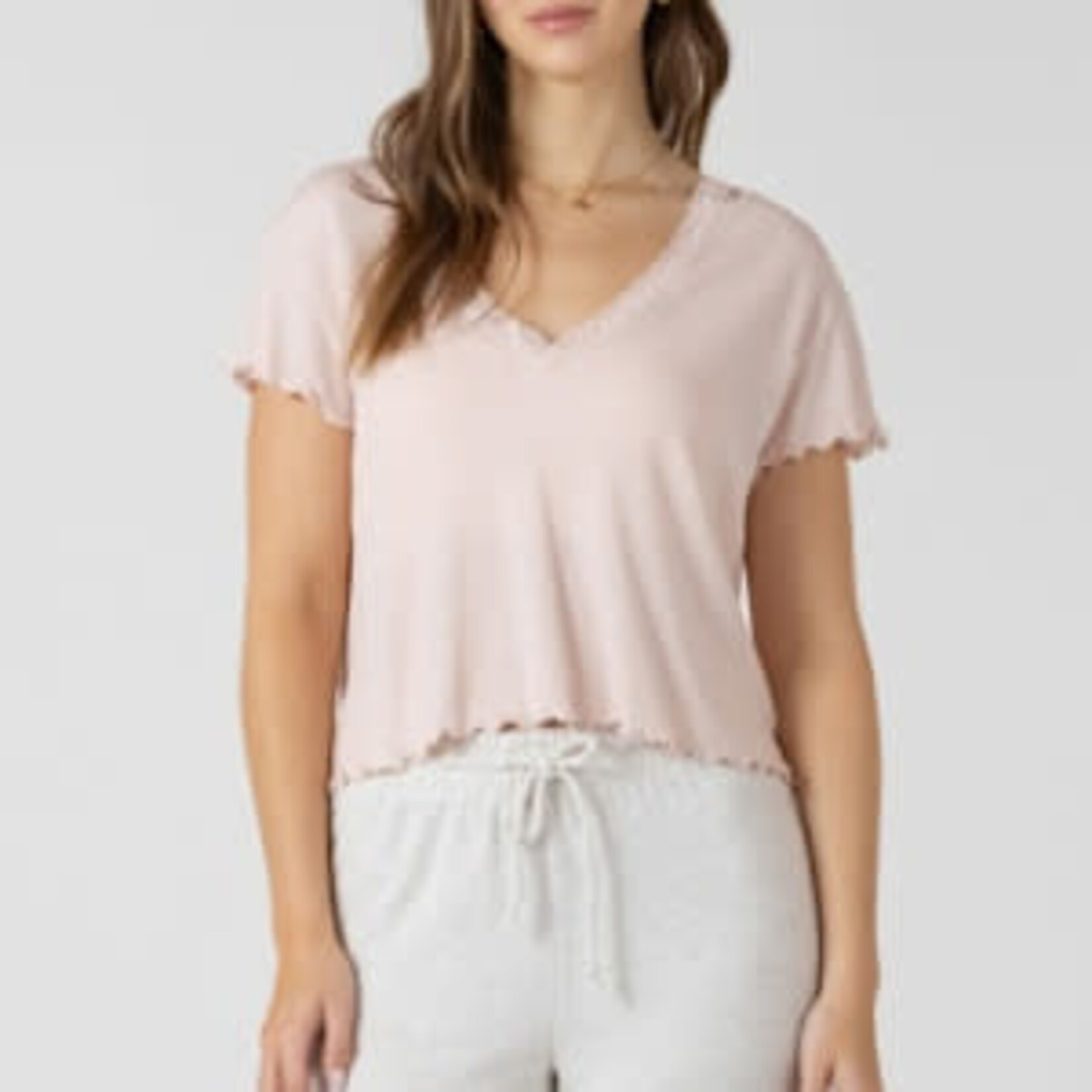Dex Clothing 2724009 Lace Trim Waffle Top
