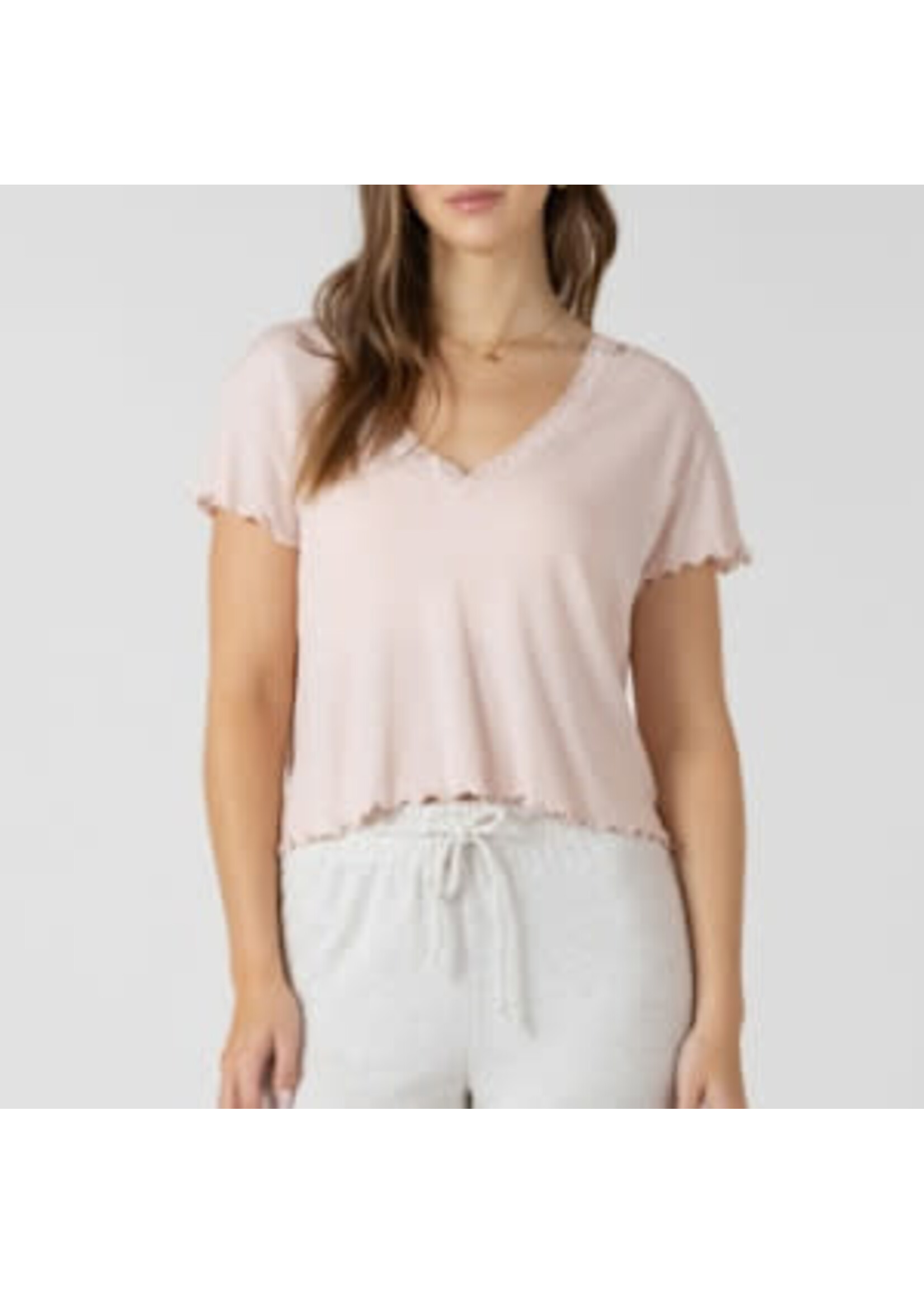 Dex Clothing 2724009 Lace Trim Waffle Top