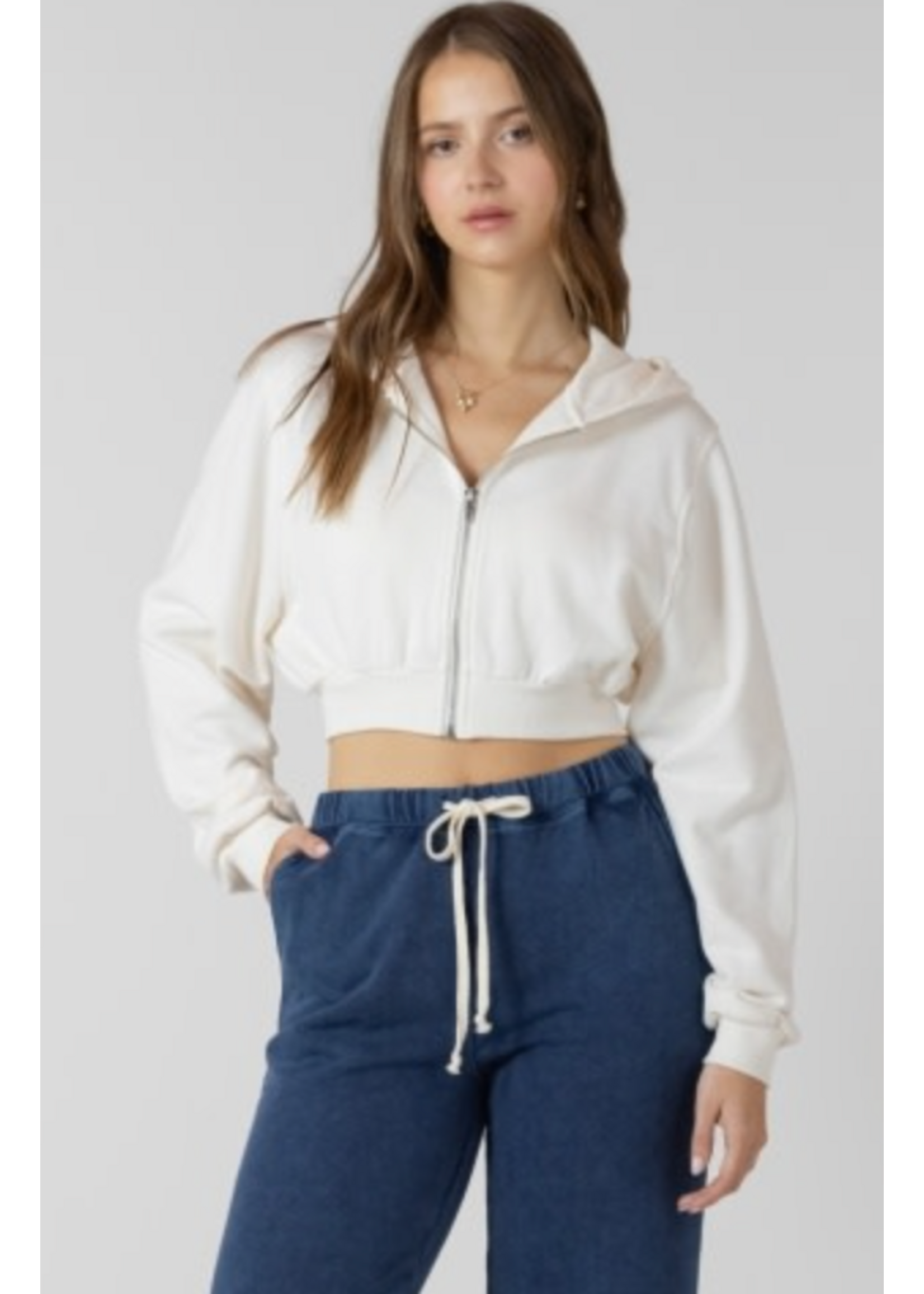 Dex Clothing 2724014 Cropped Zip-Front Hoodie