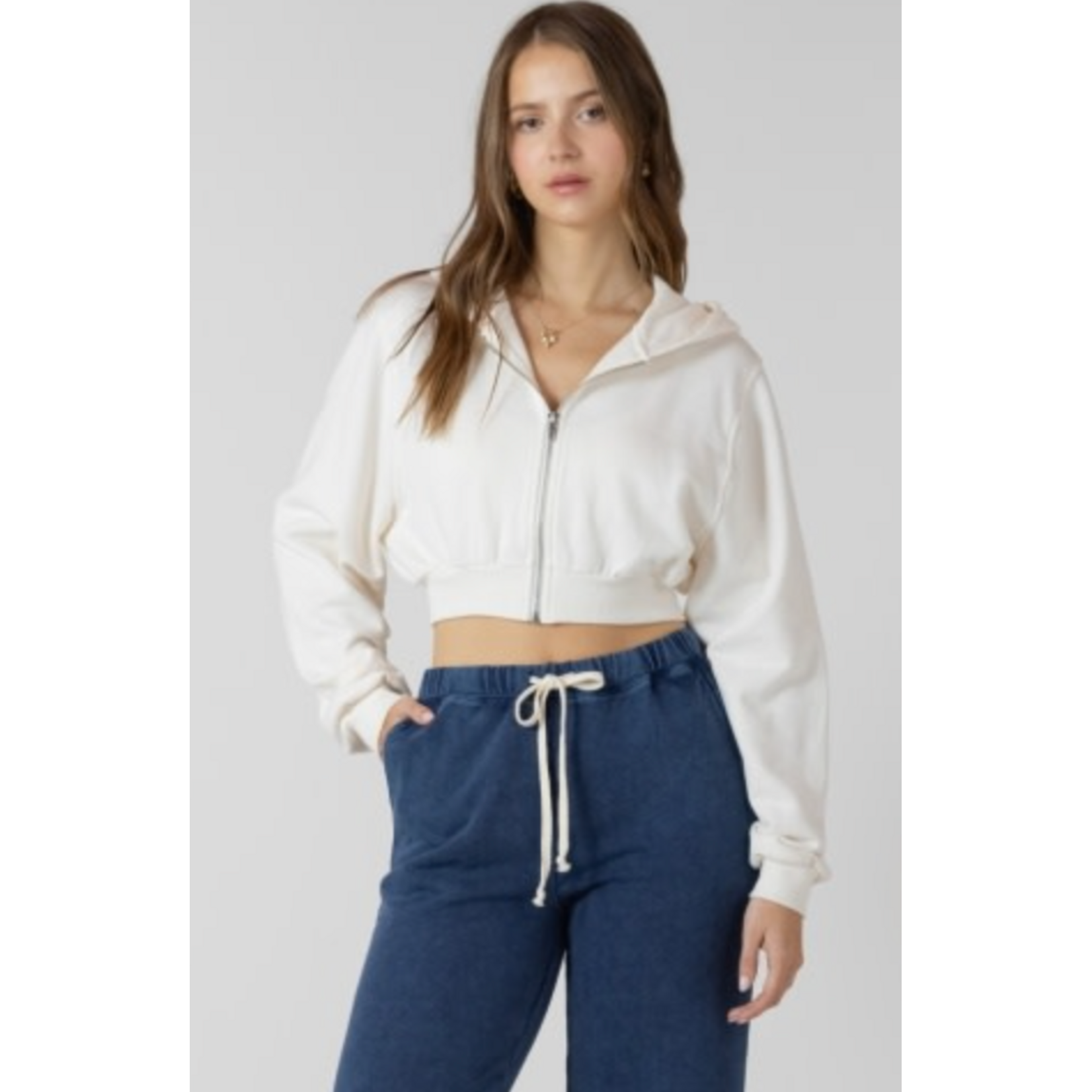 Dex Clothing 2724014 Cropped Zip-Front Hoodie