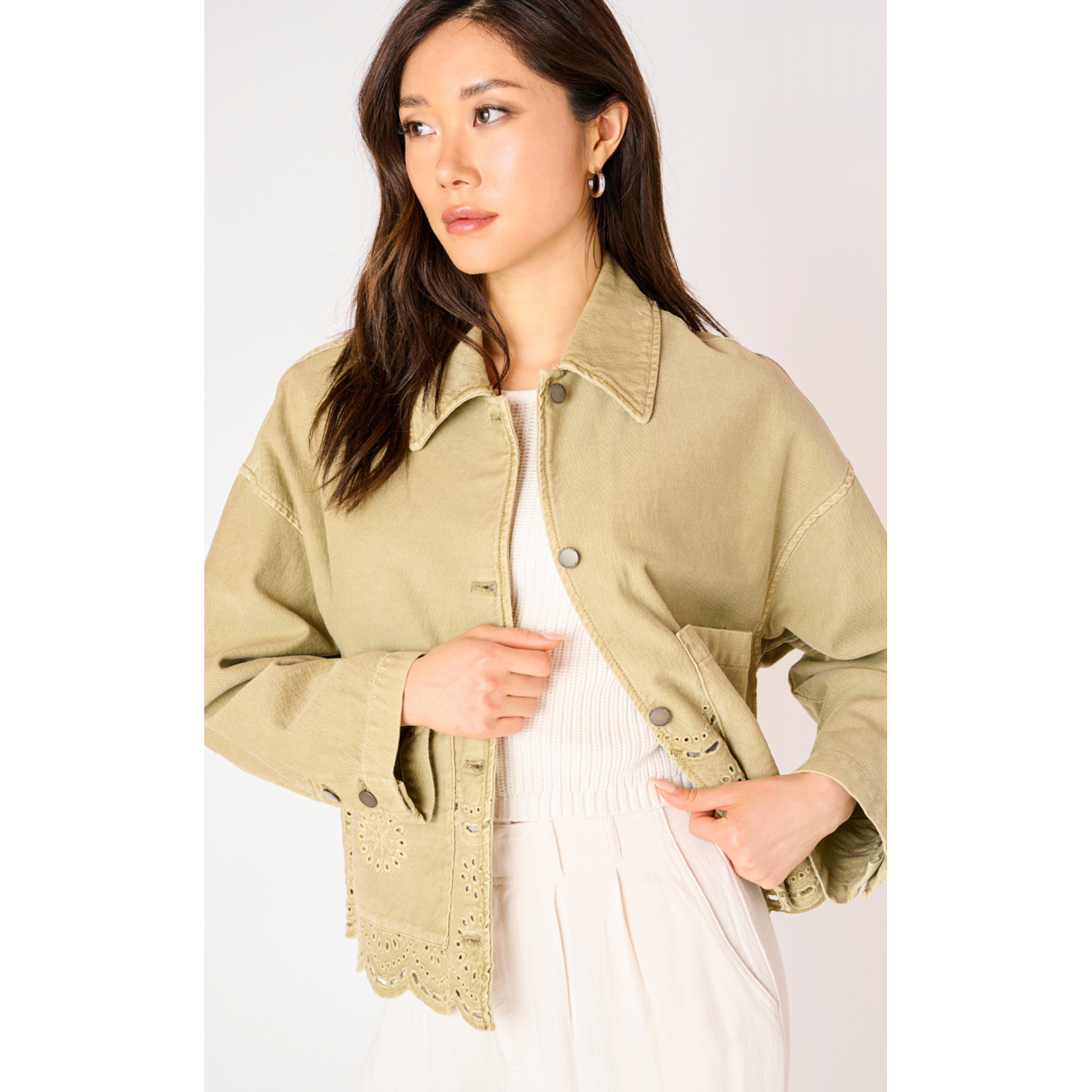 Dex Clothing Eyelet Detail Denim Jacket