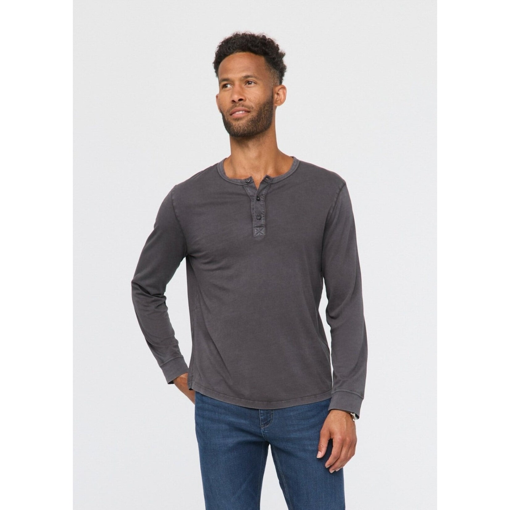 DUER MTJS1732 Pure Pima Vintage Henley (Washed Grey)