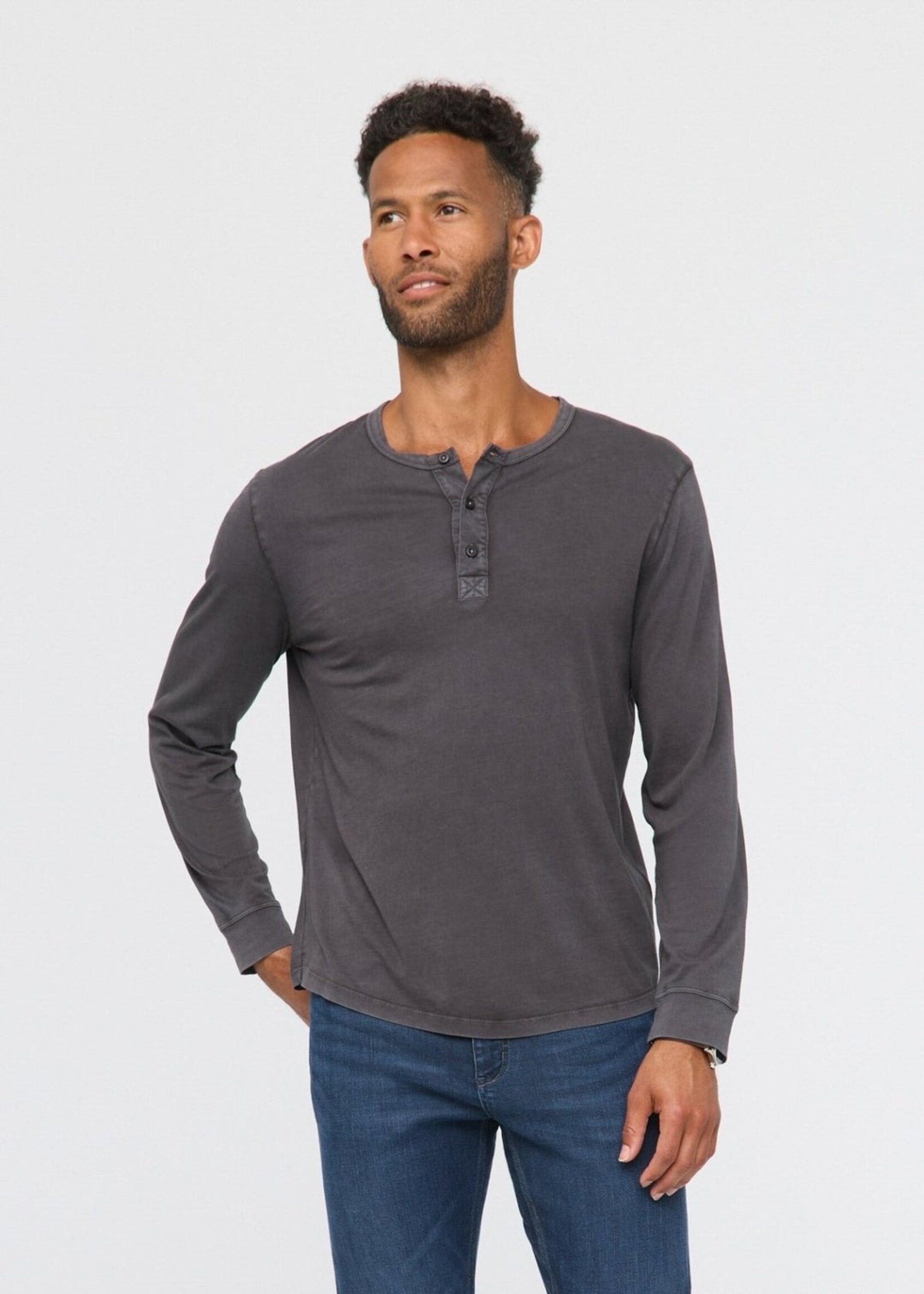 DUER MTJS1732 Pure Pima Vintage Henley (Washed Grey)