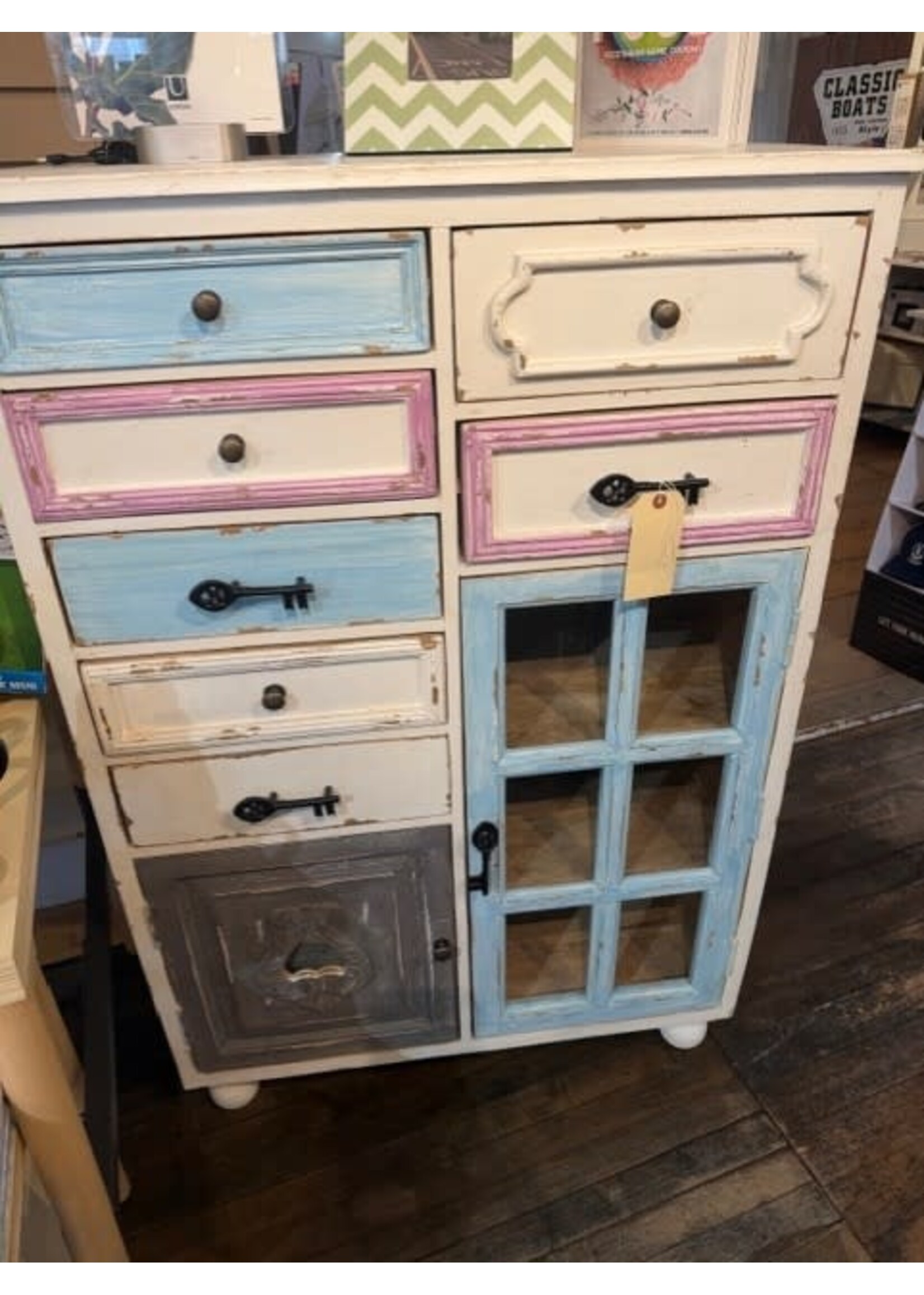 North American Country Home Antique Finish Wooden Multi-Drawer Cabinet