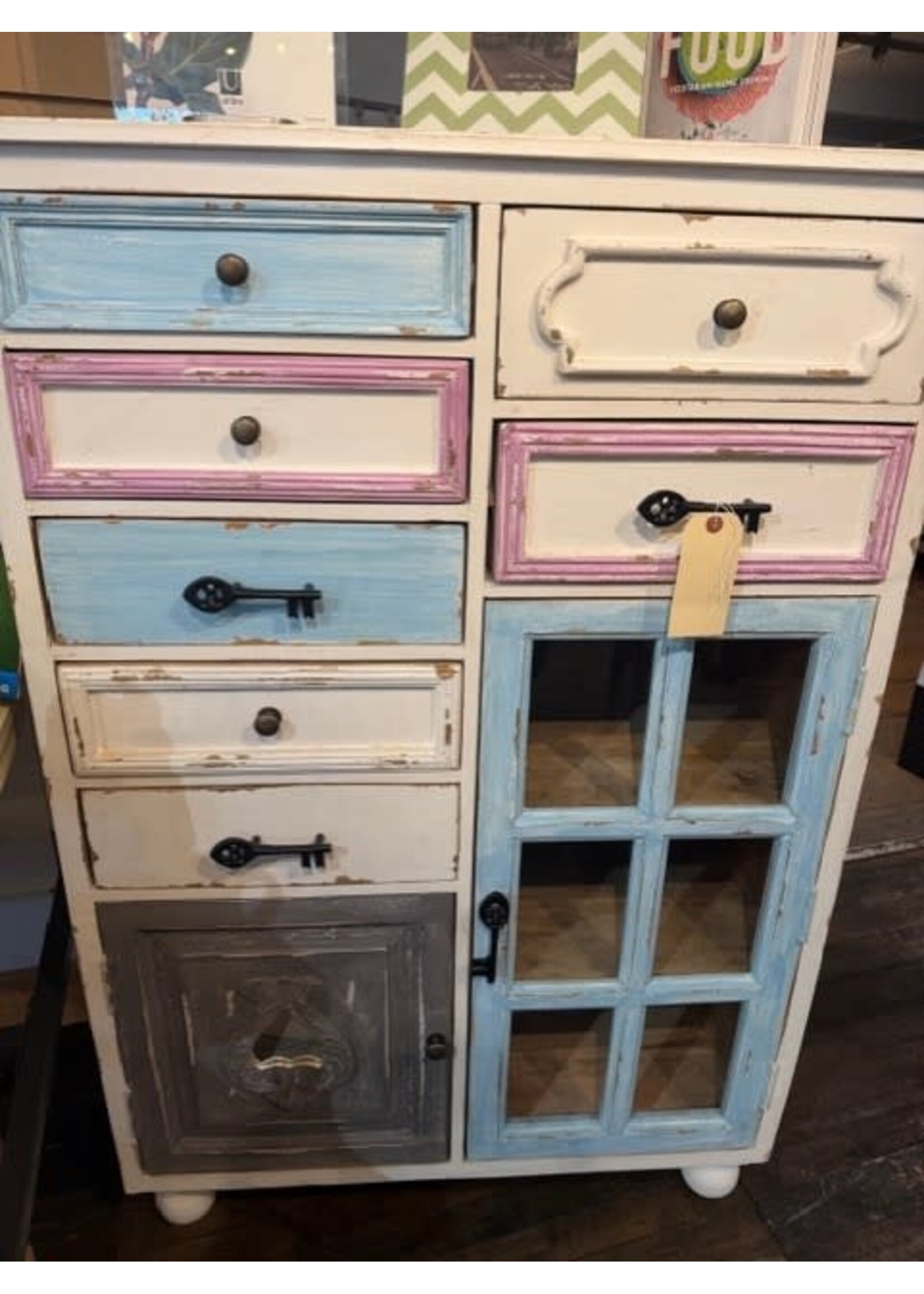 North American Country Home Antique Finish Wooden Multi-Drawer Cabinet