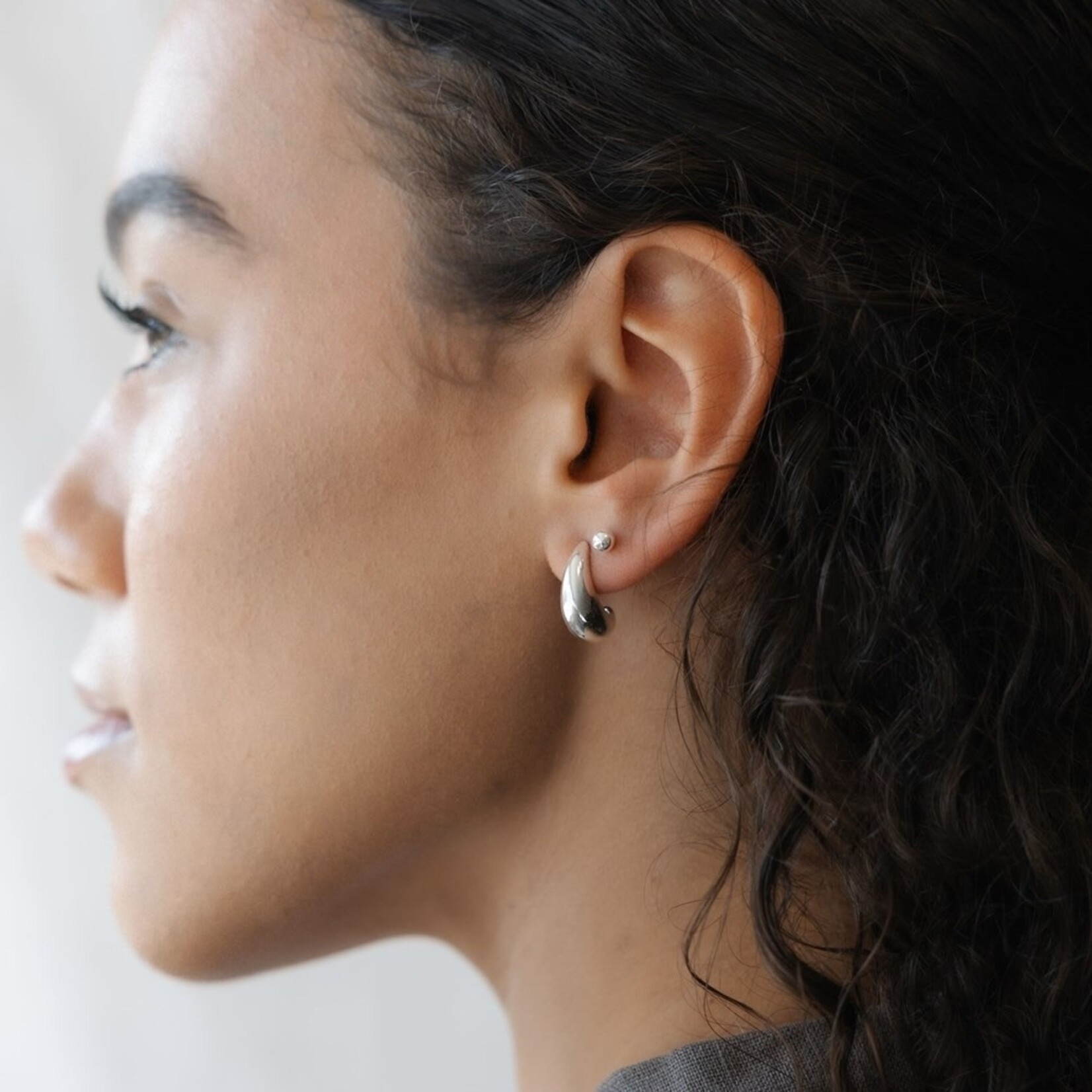 Glee Duet Set Curvy Earrings - Hypoallergenic, Antitarnish (Silver)