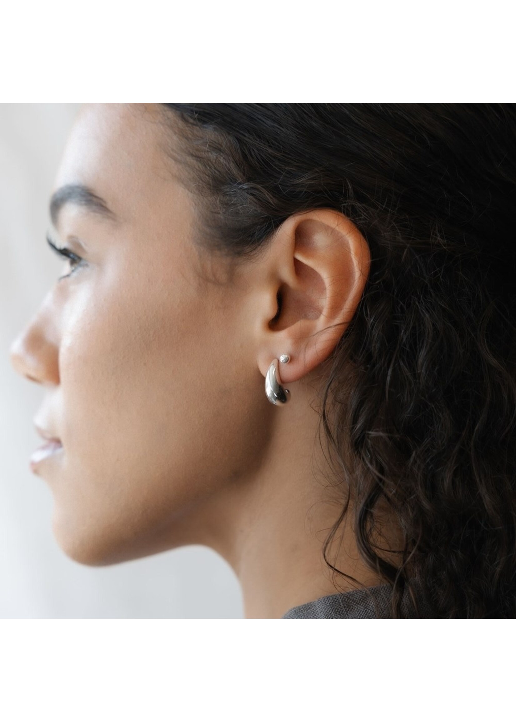 Glee Duet Set Curvy Earrings - Hypoallergenic, Antitarnish (Silver)