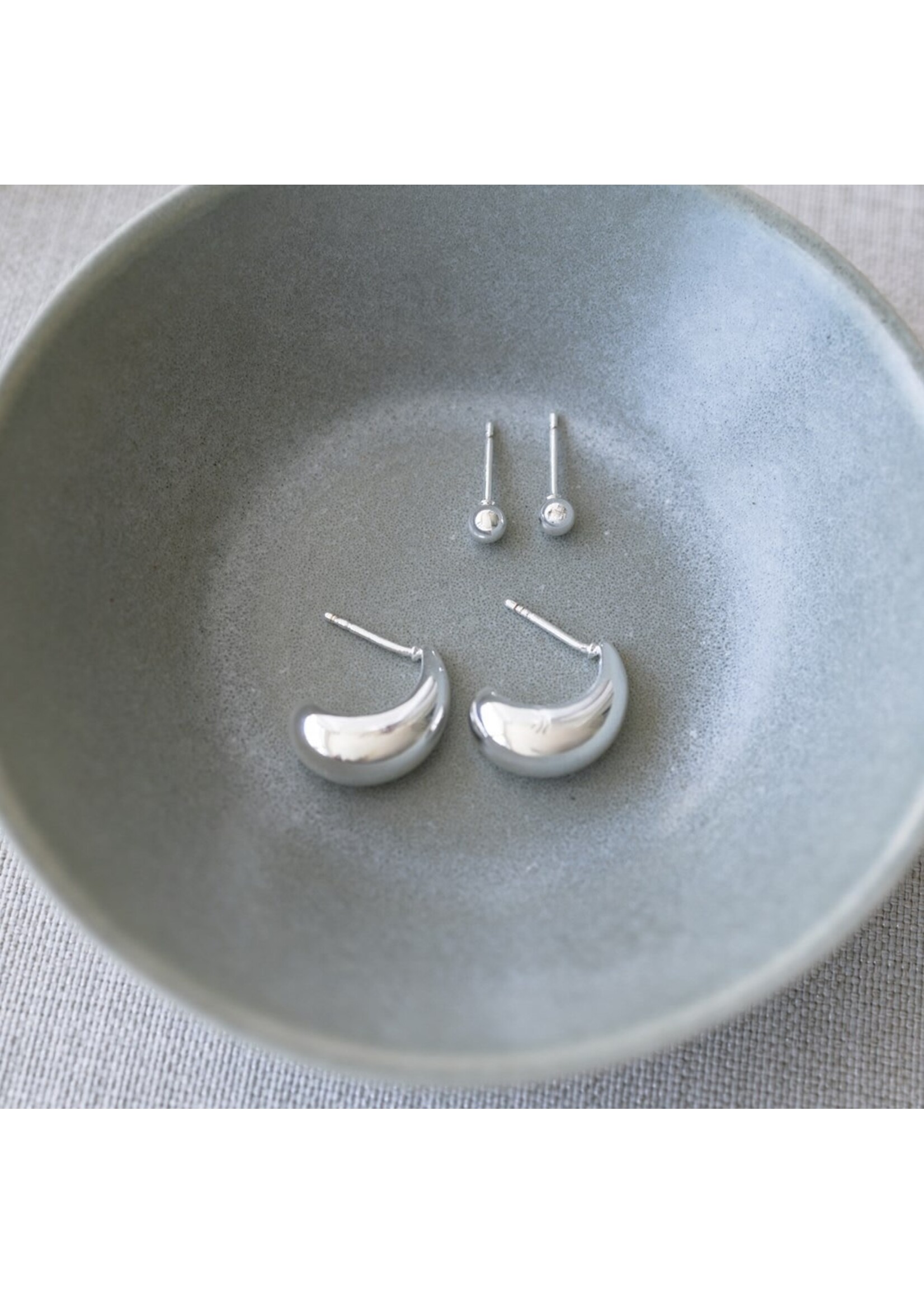 Glee Duet Set Curvy Earrings - Hypoallergenic, Antitarnish (Silver)