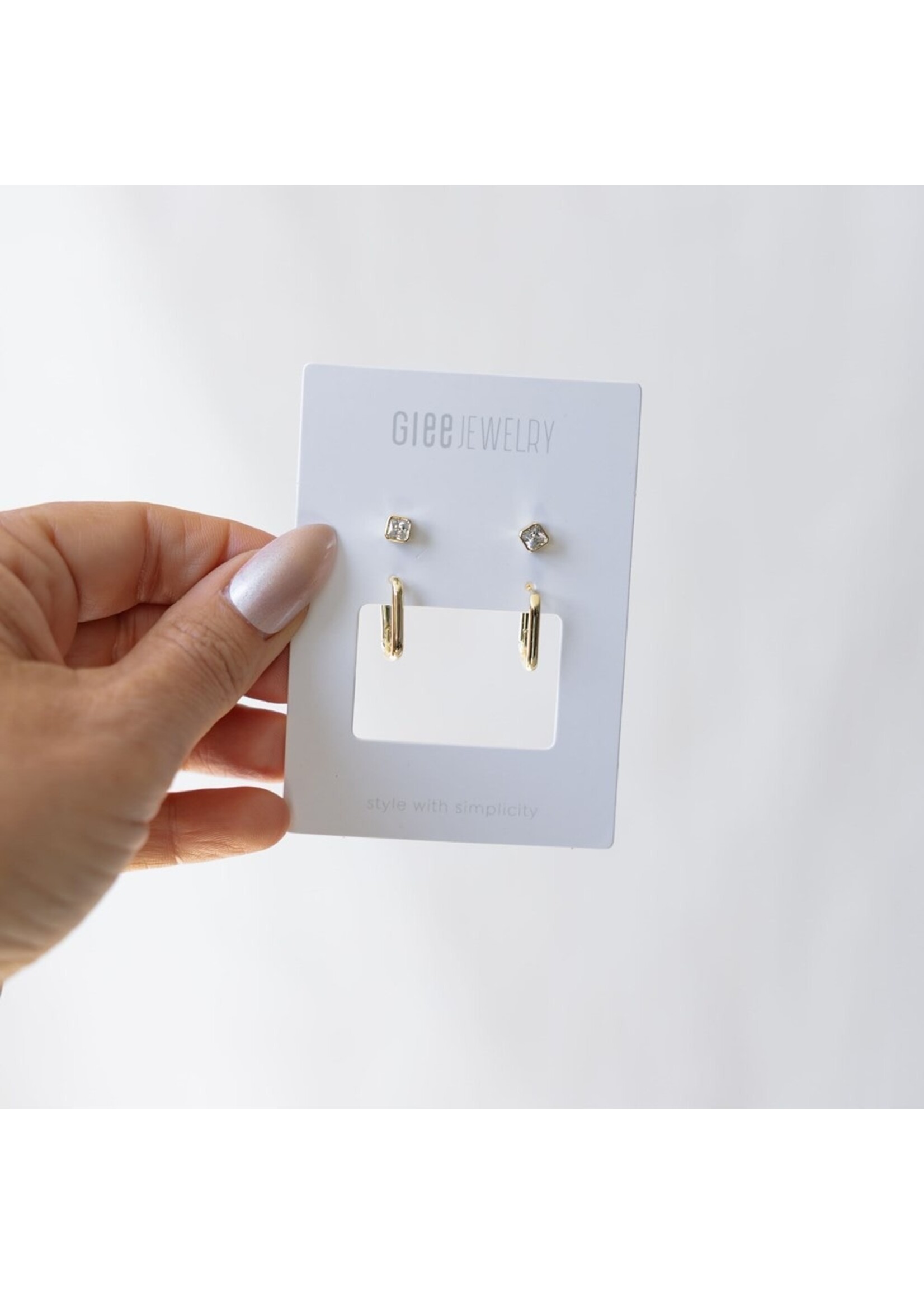 Glee Duet Set Square Earrings - Hypoallergenic, Antitarnish