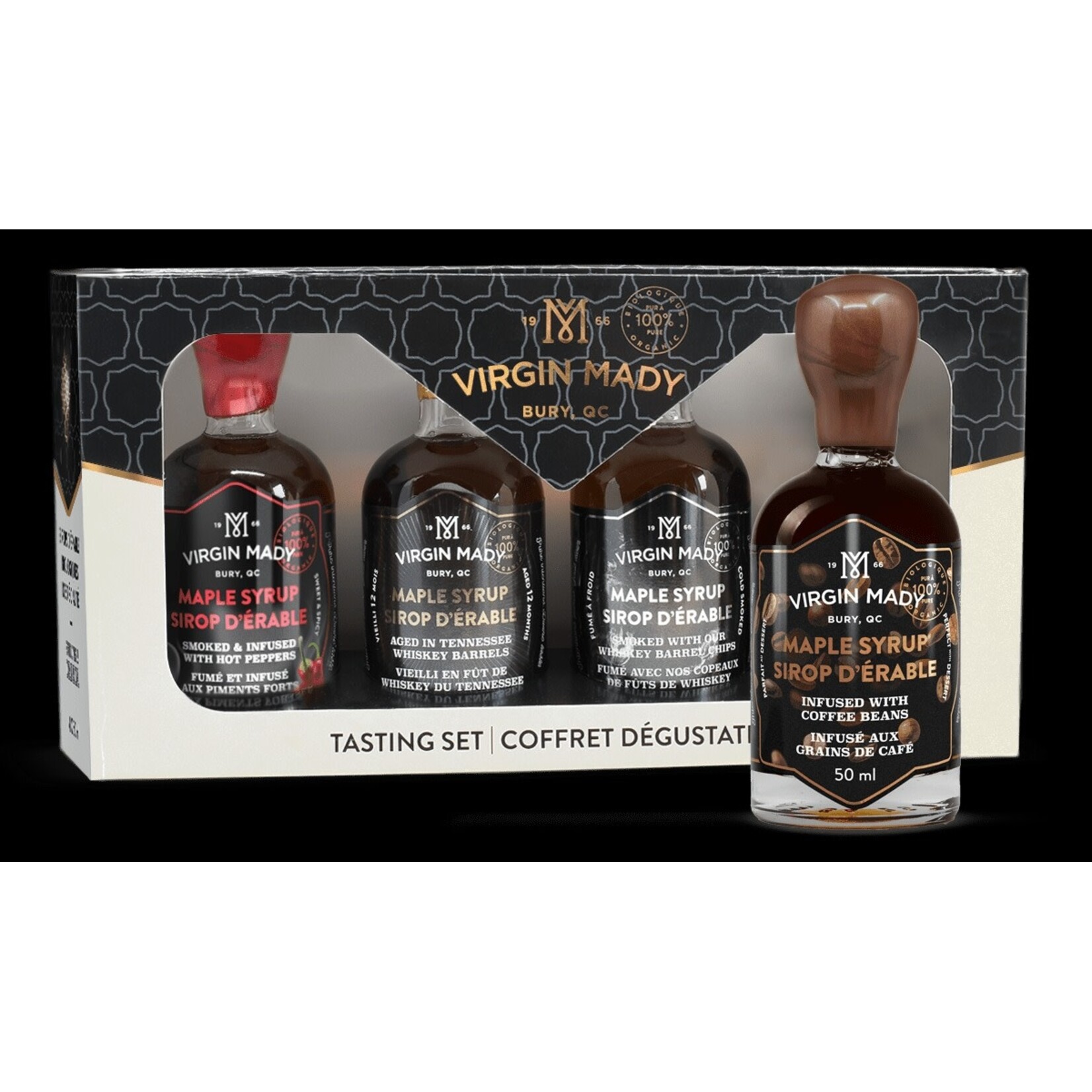 Virgin Mady Organic Quad Specialty Maple Syrup Tasting Set