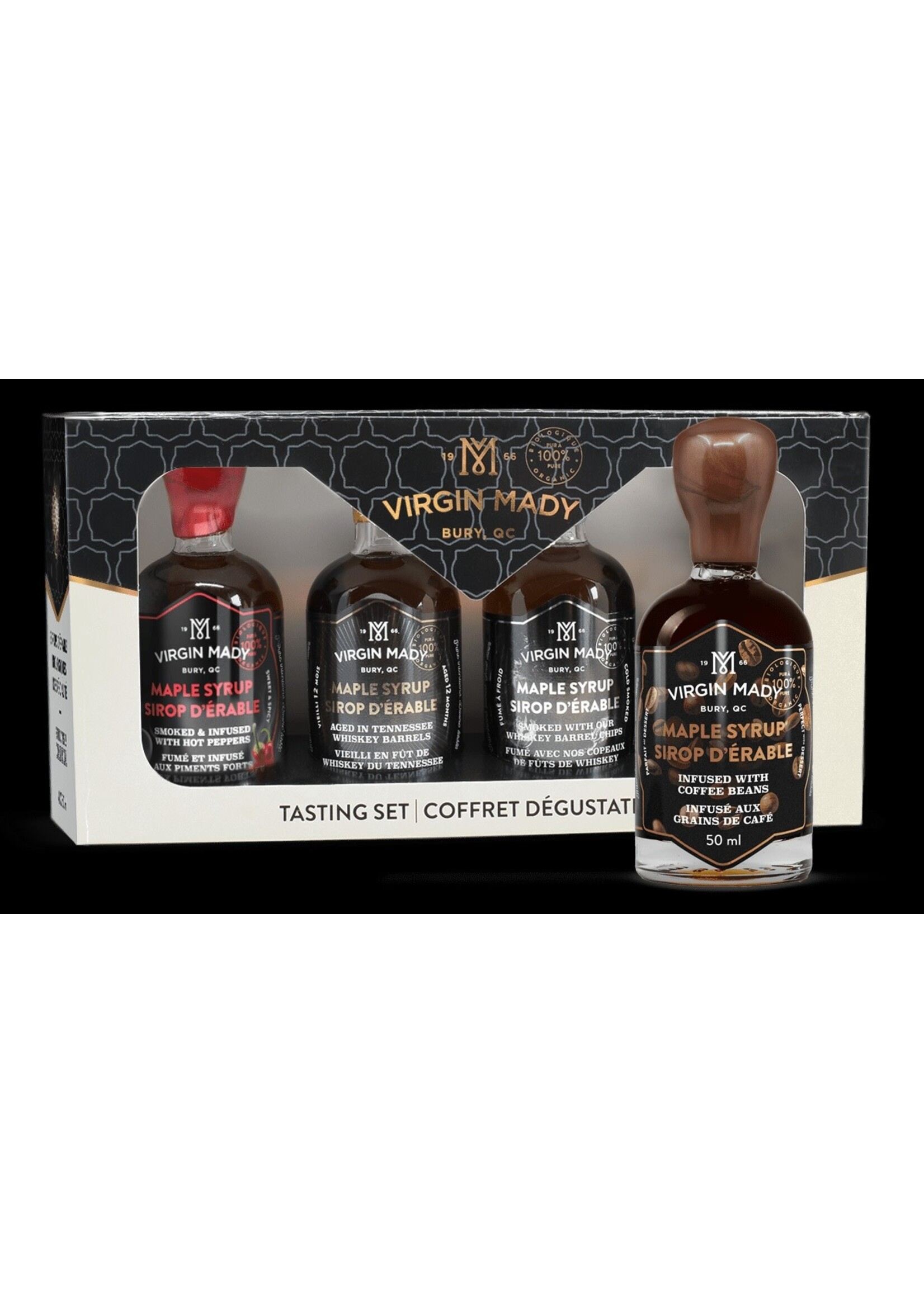 Virgin Mady Organic Quad Specialty Maple Syrup Tasting Set