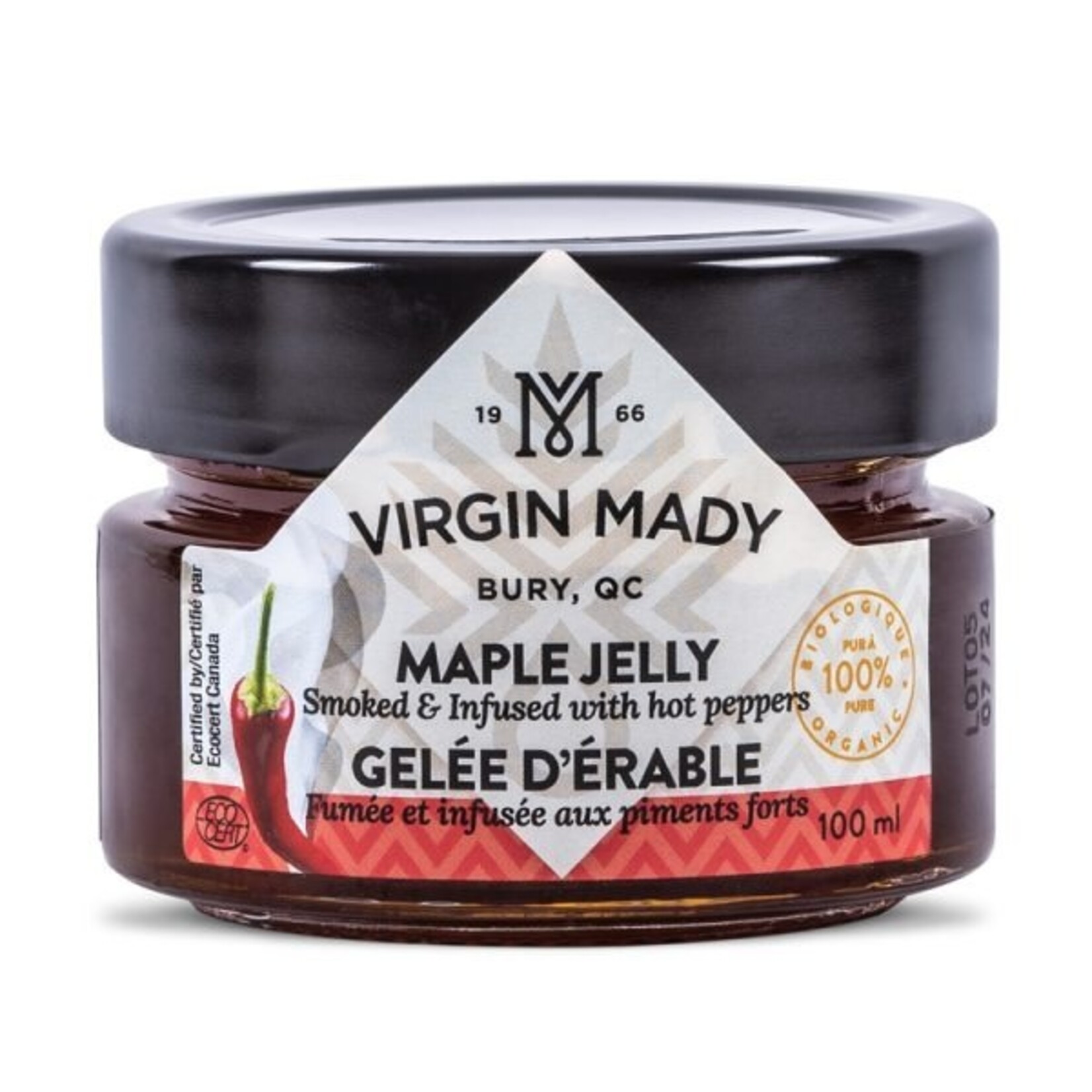 Virgin Mady Organic Maple Jelly Smoked and Infused with Hot Peppers 100 mL