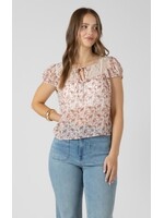 Dex Clothing Lace Detail Tie Front Top