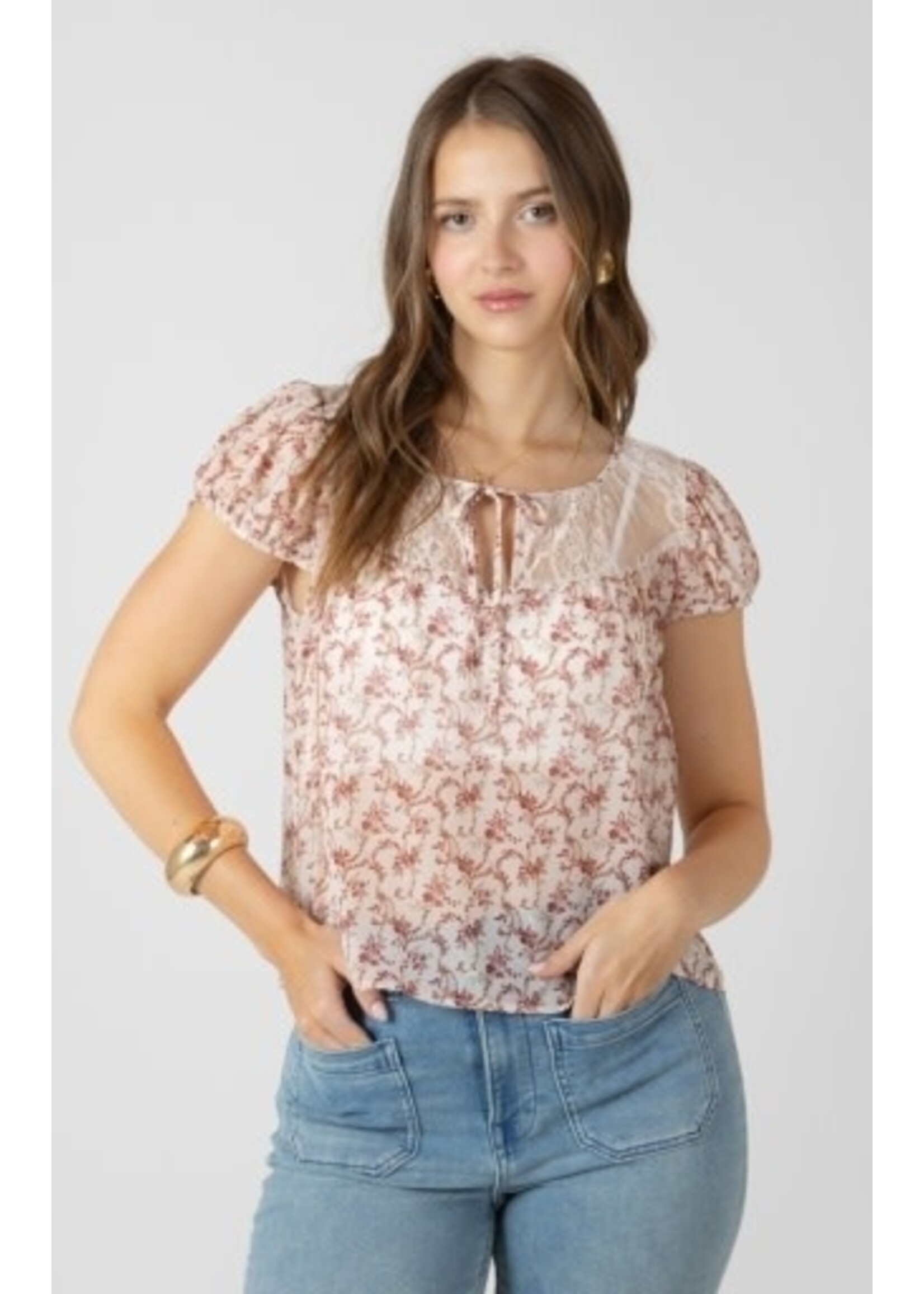 Dex Clothing 2723500 D Lace Detail Tie Front Top