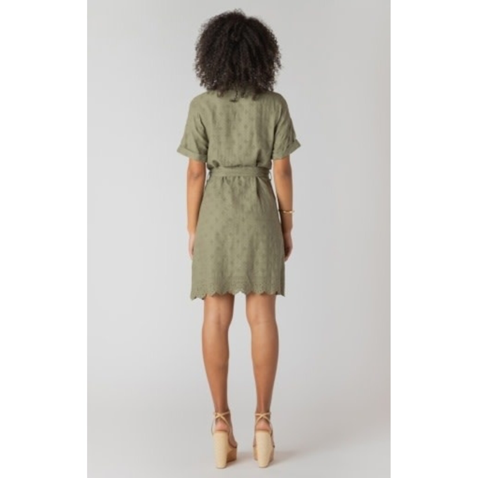 Room 34 2722621 DG Linen Eyelet Hem Mini Shirt Dress
