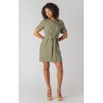 Room 34 Linen Eyelet Hem Mini Shirt Dress