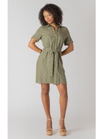 Room 34 Linen Eyelet Hem Mini Shirt Dress