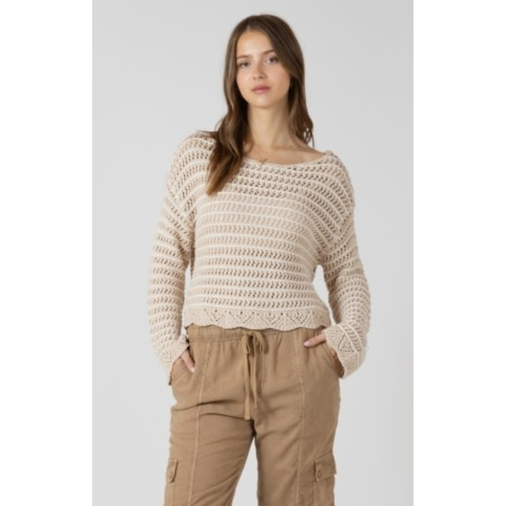 Dex Clothing 2727005 D Scalloped Hem Open Stitch Sweater