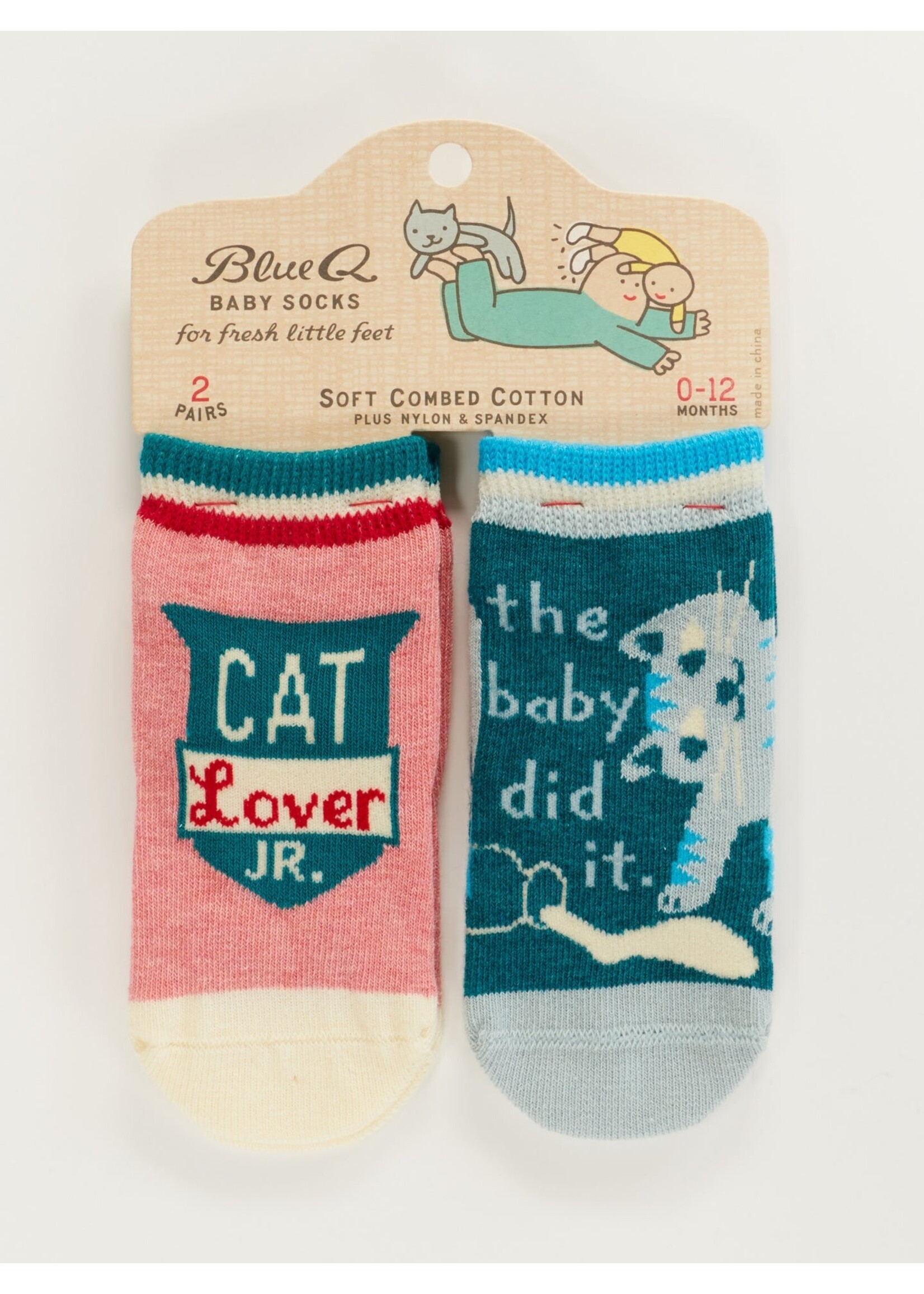 Blue Q Cat Lover/The Baby Did It Baby Socks