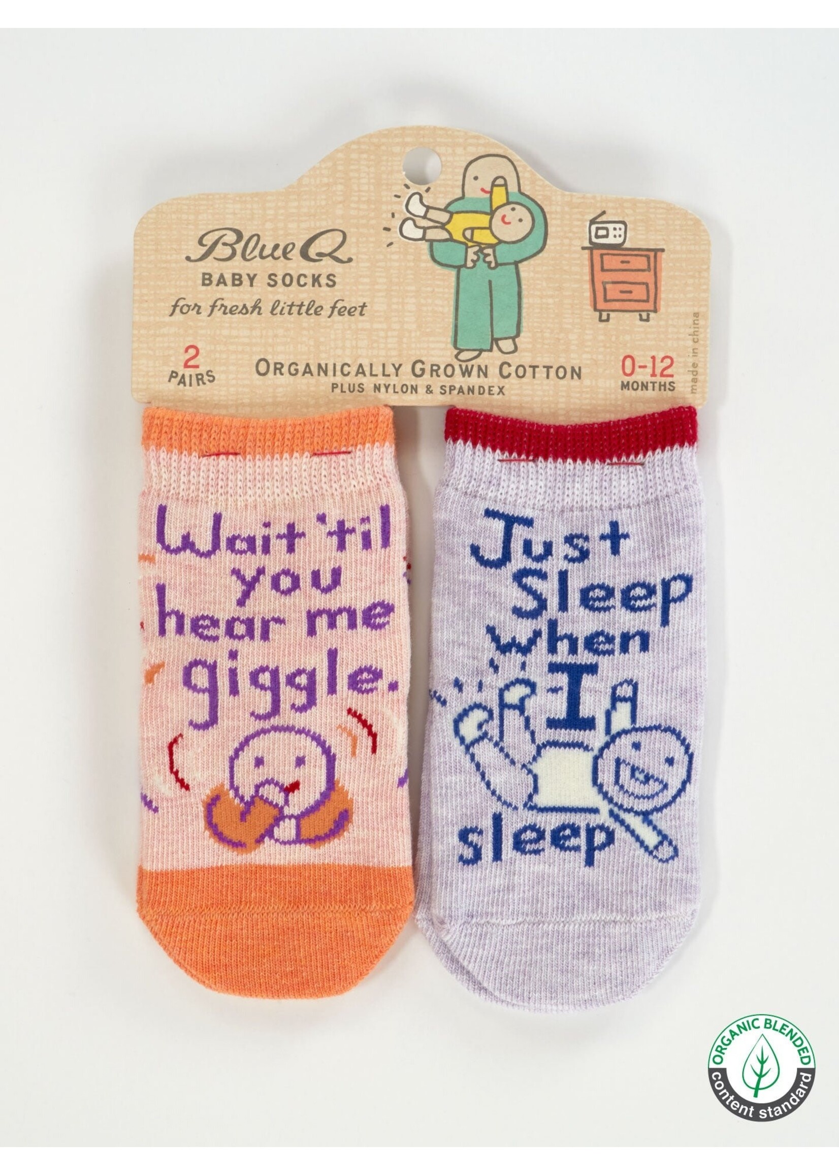 Blue Q Hear Me Giggle/Sleep Baby Socks