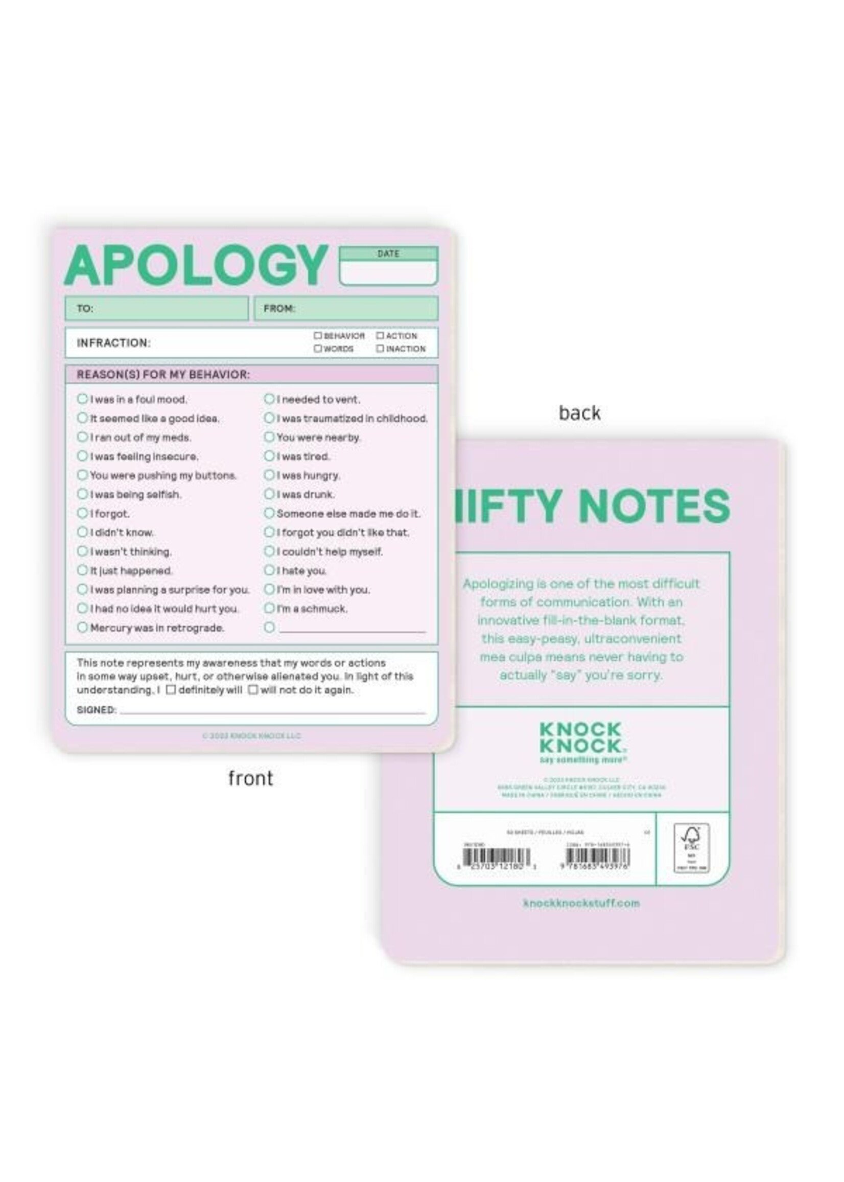 Apology Nifty Notepad