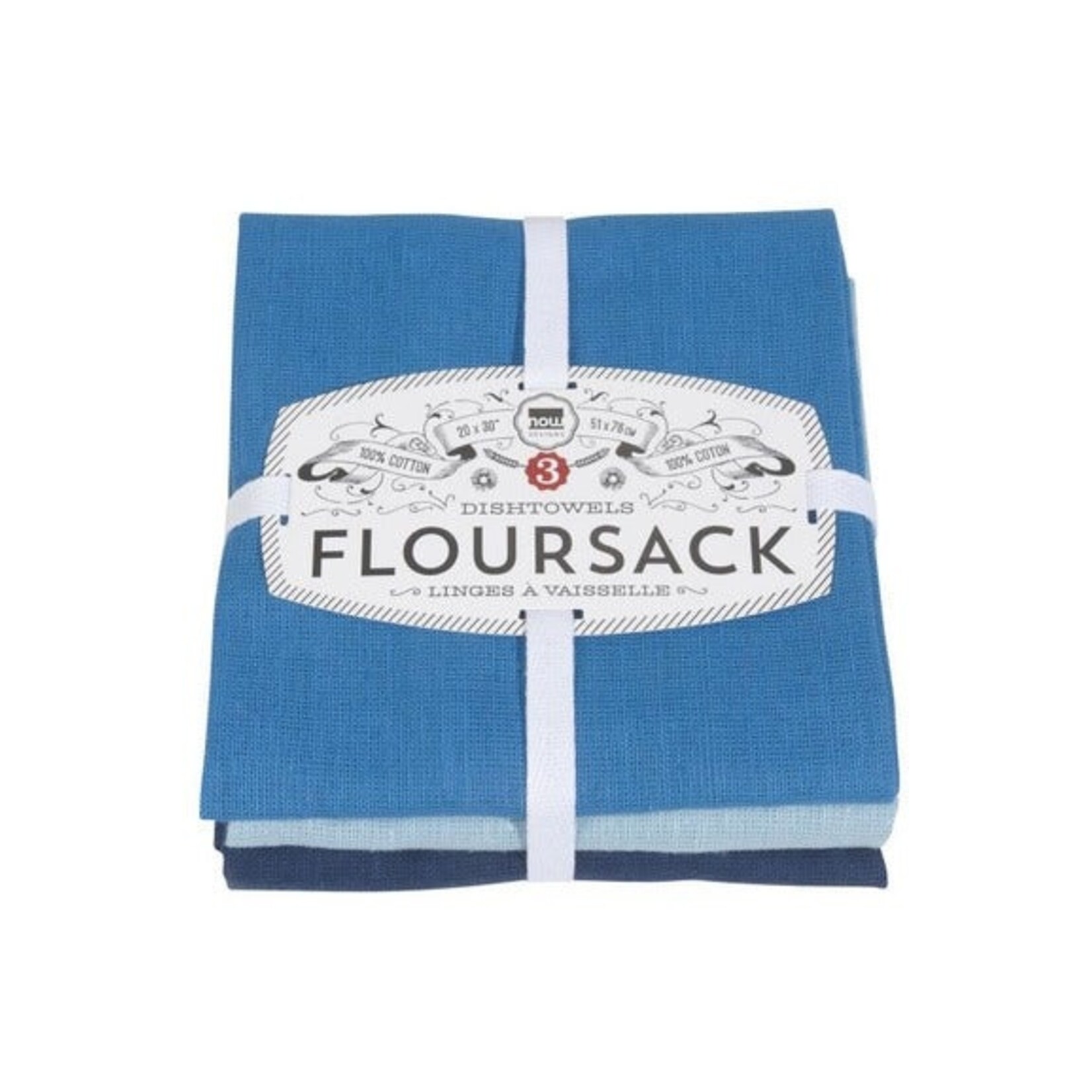 Danica Floursack Dish Towels (Set of 3 - Moonlight/Cool Blue/Indigo)